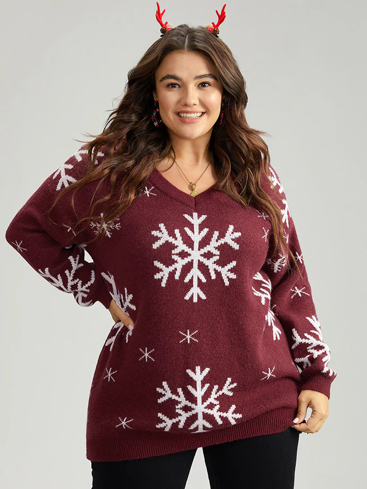 Anti-Pilling Snowflake Print Pullover - Image 8