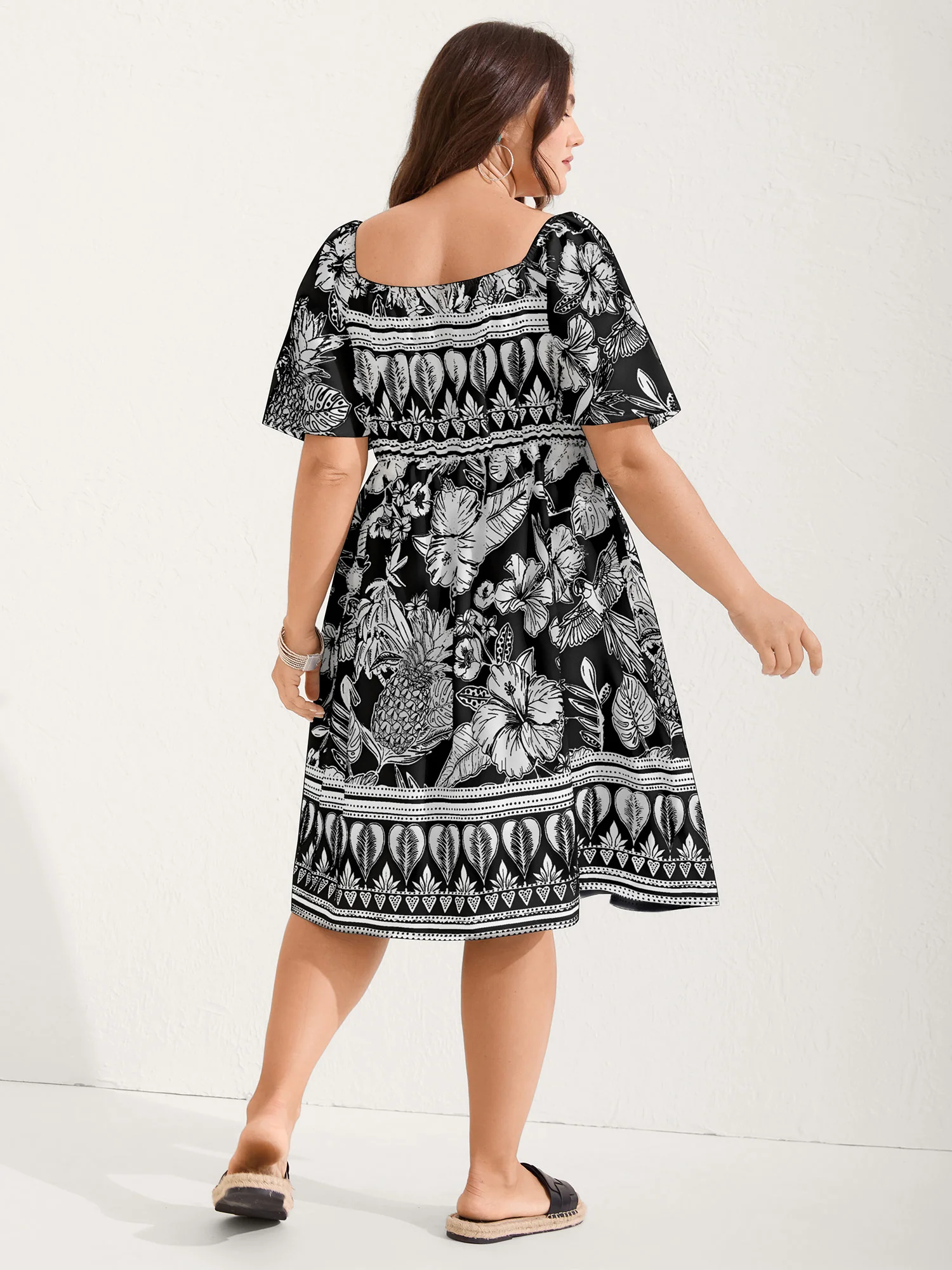 Boho Print Fit Flare Pockets Mini Dress - Image 15