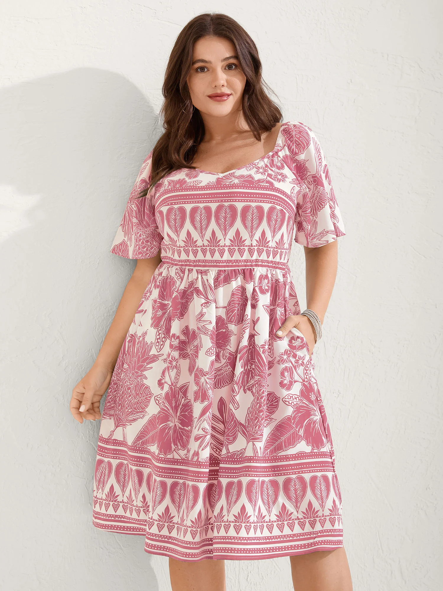 Boho Print Fit Flare Pockets Mini Dress - Image 16