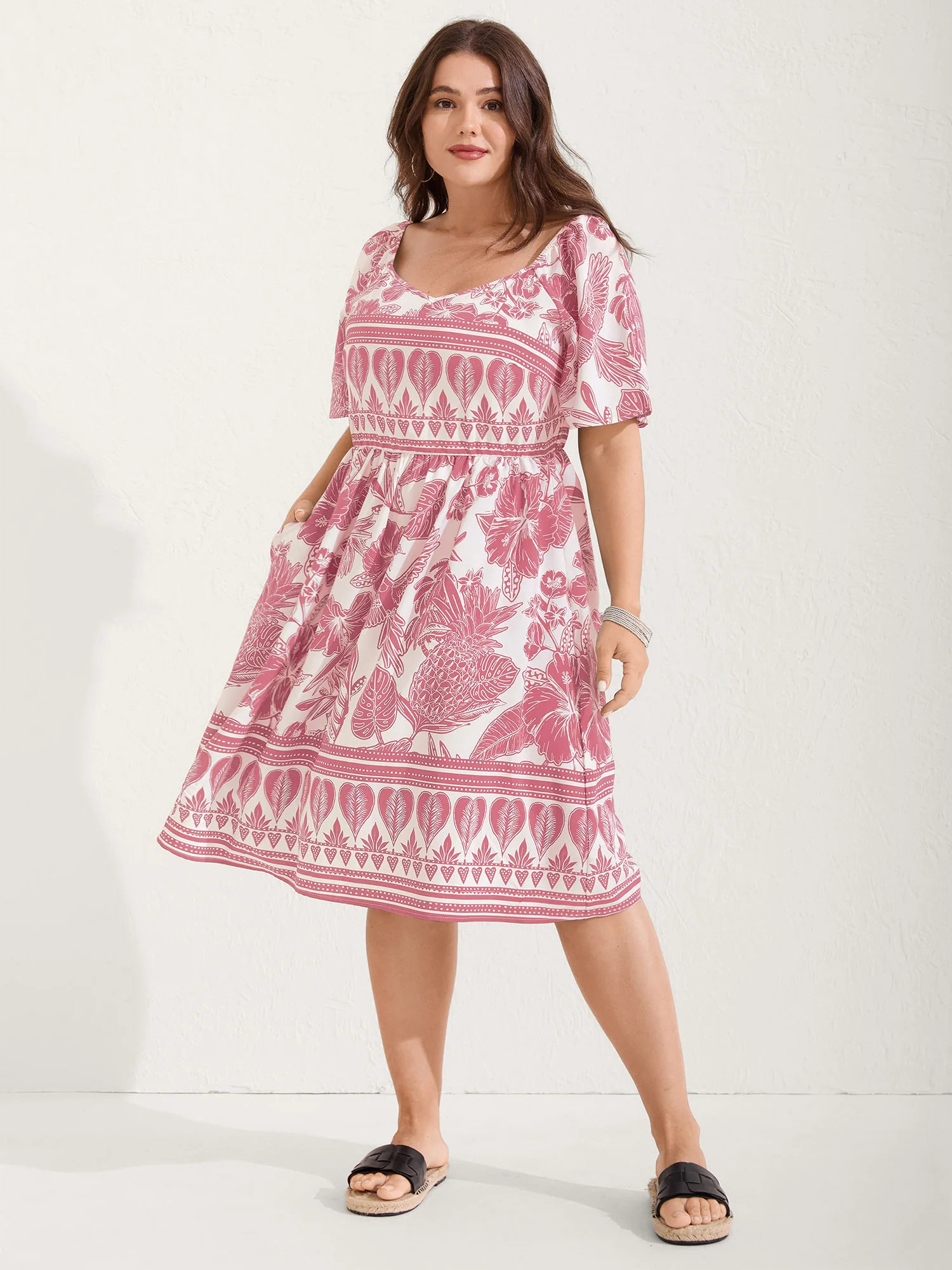 Boho Print Fit Flare Pockets Mini Dress - Image 18