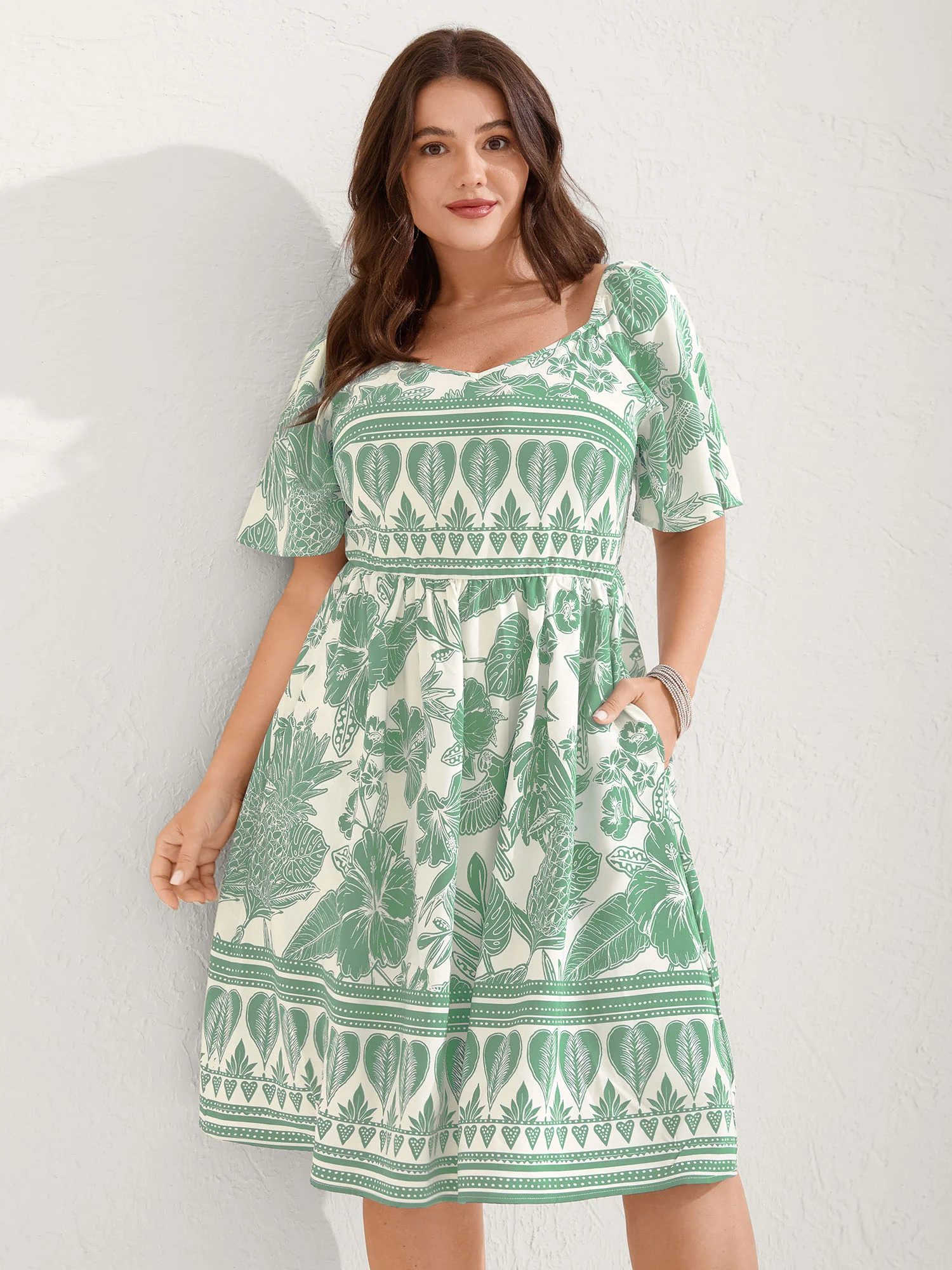 Boho Print Fit Flare Pockets Mini Dress - Image 8