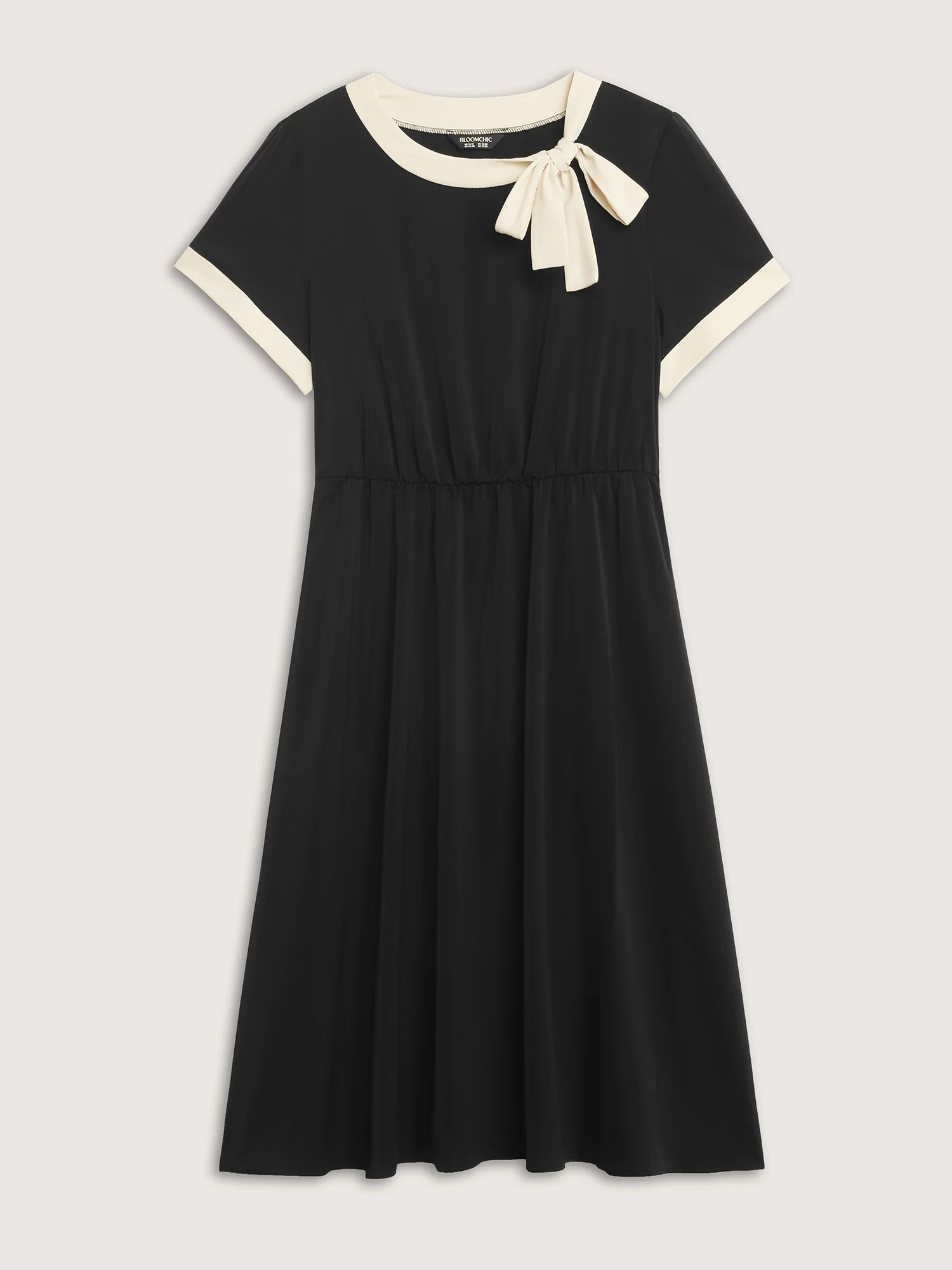 Bow Neckline Stretchy Waist Midi Dress - Image 7