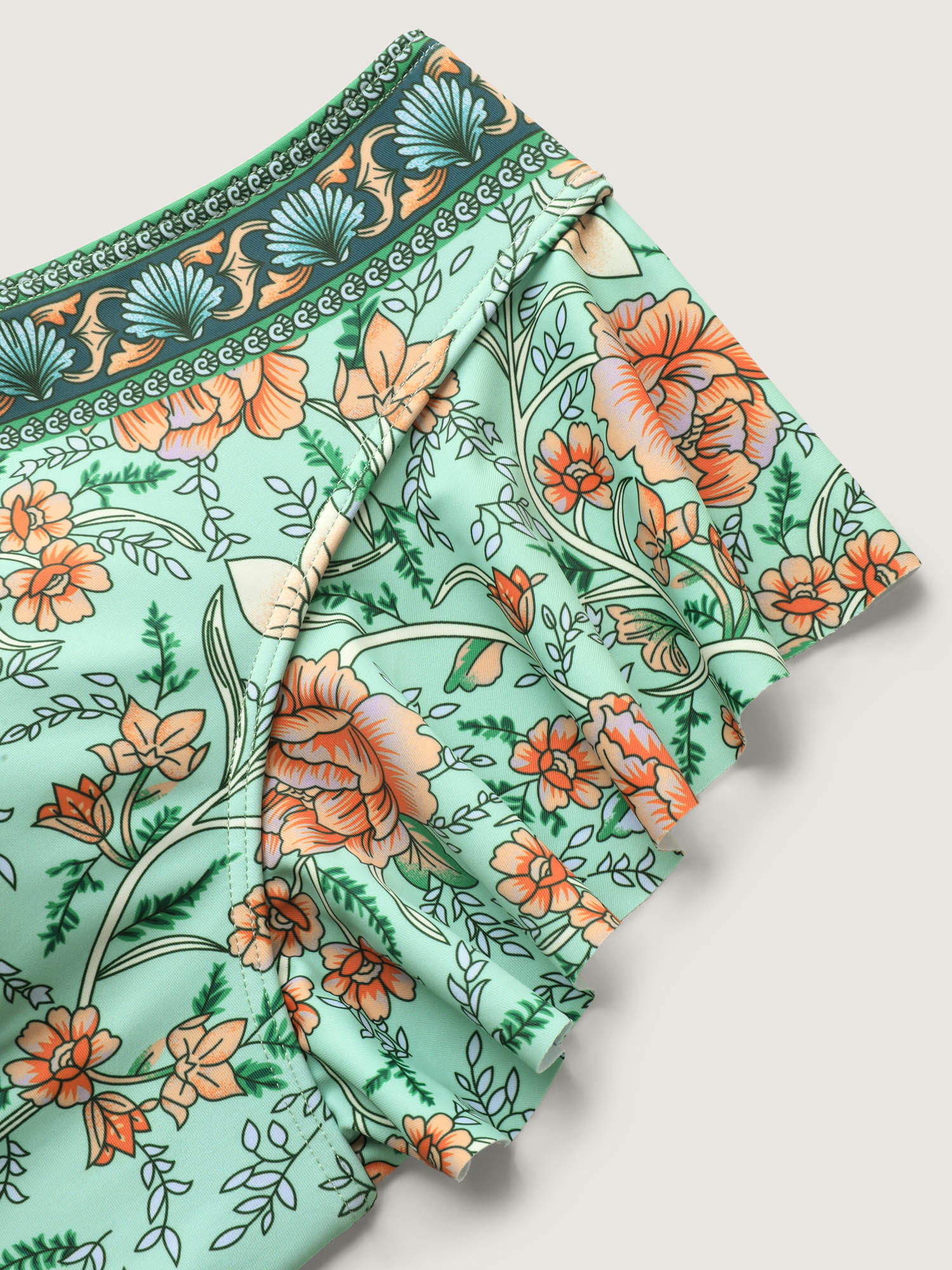 Breezy Floral Print Ruffled Swim Top - Image 6