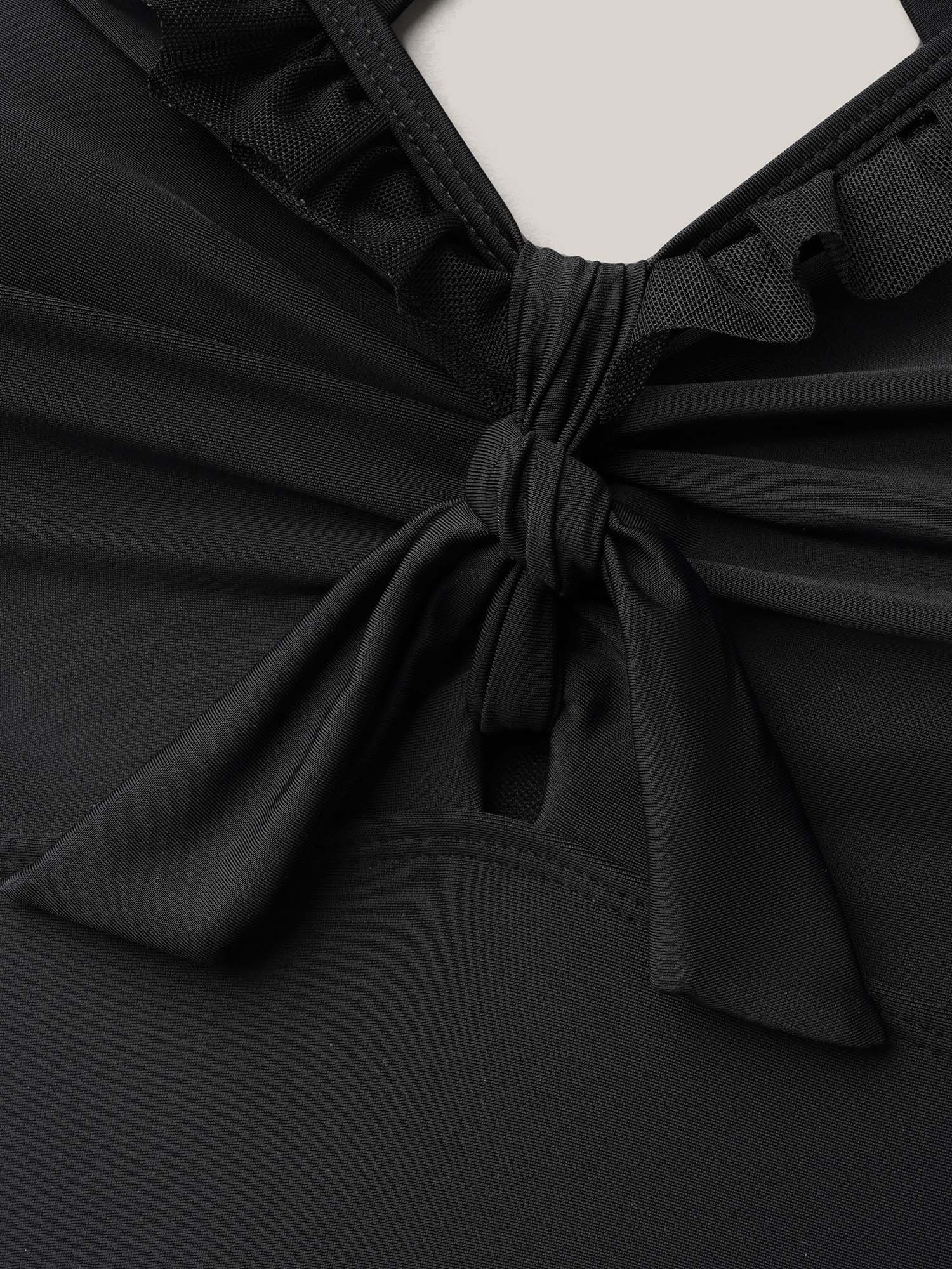 Bust Knot-Tie Ruffle Trim Supportive Swim Top - Image 5