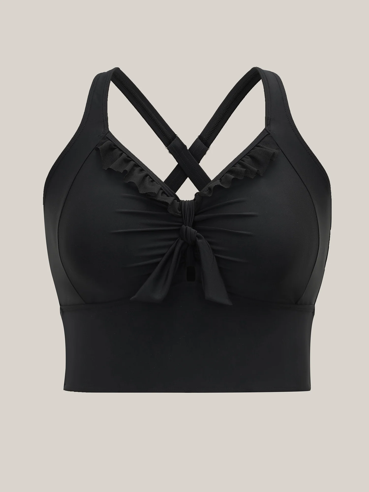 Bust Knot-Tie Ruffle Trim Supportive Swim Top - Image 7
