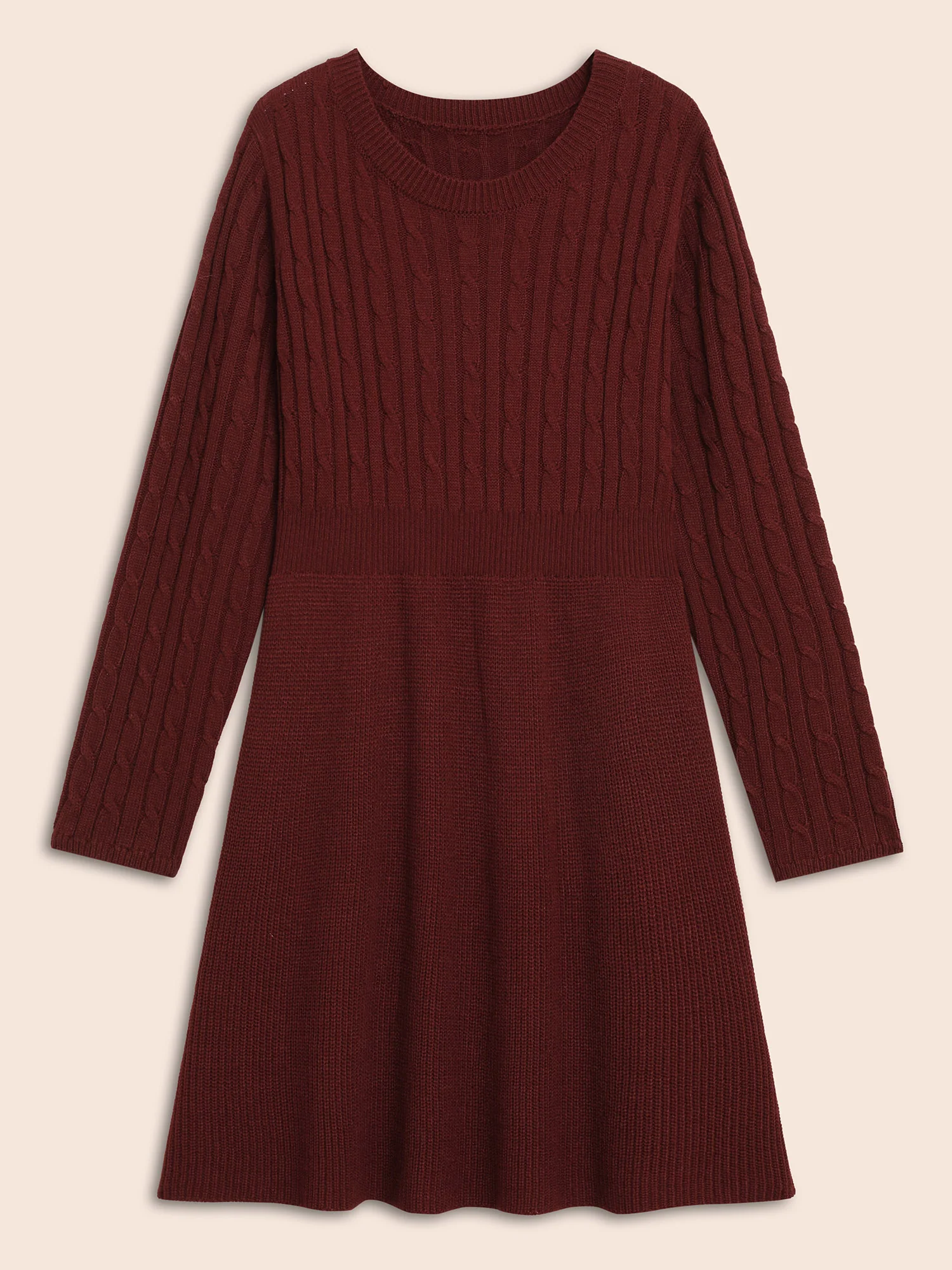Cable Knit Fit-and-Flare Mini Sweater Dress - Image 13