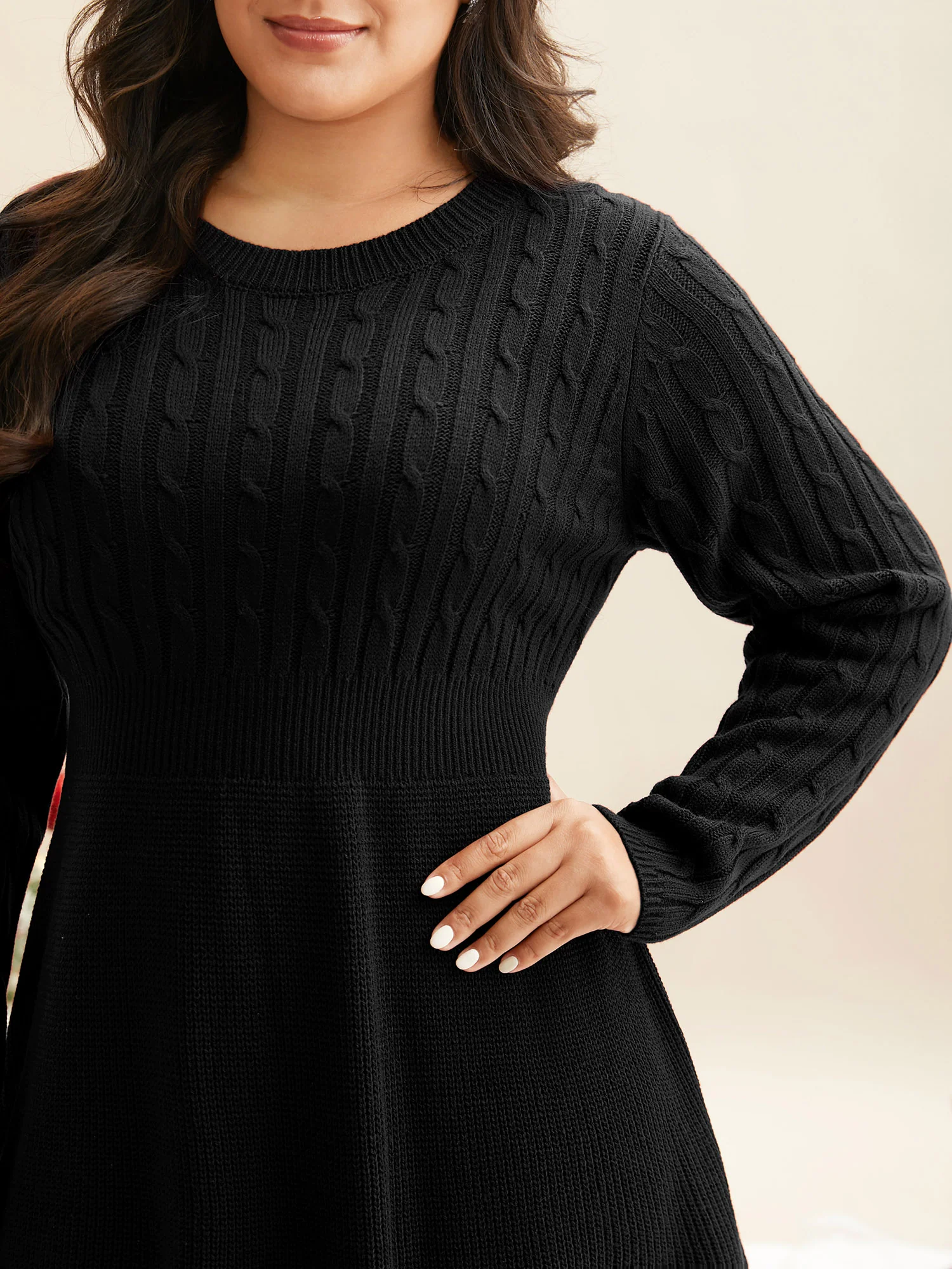 Cable Knit Fit-and-Flare Mini Sweater Dress - Image 22