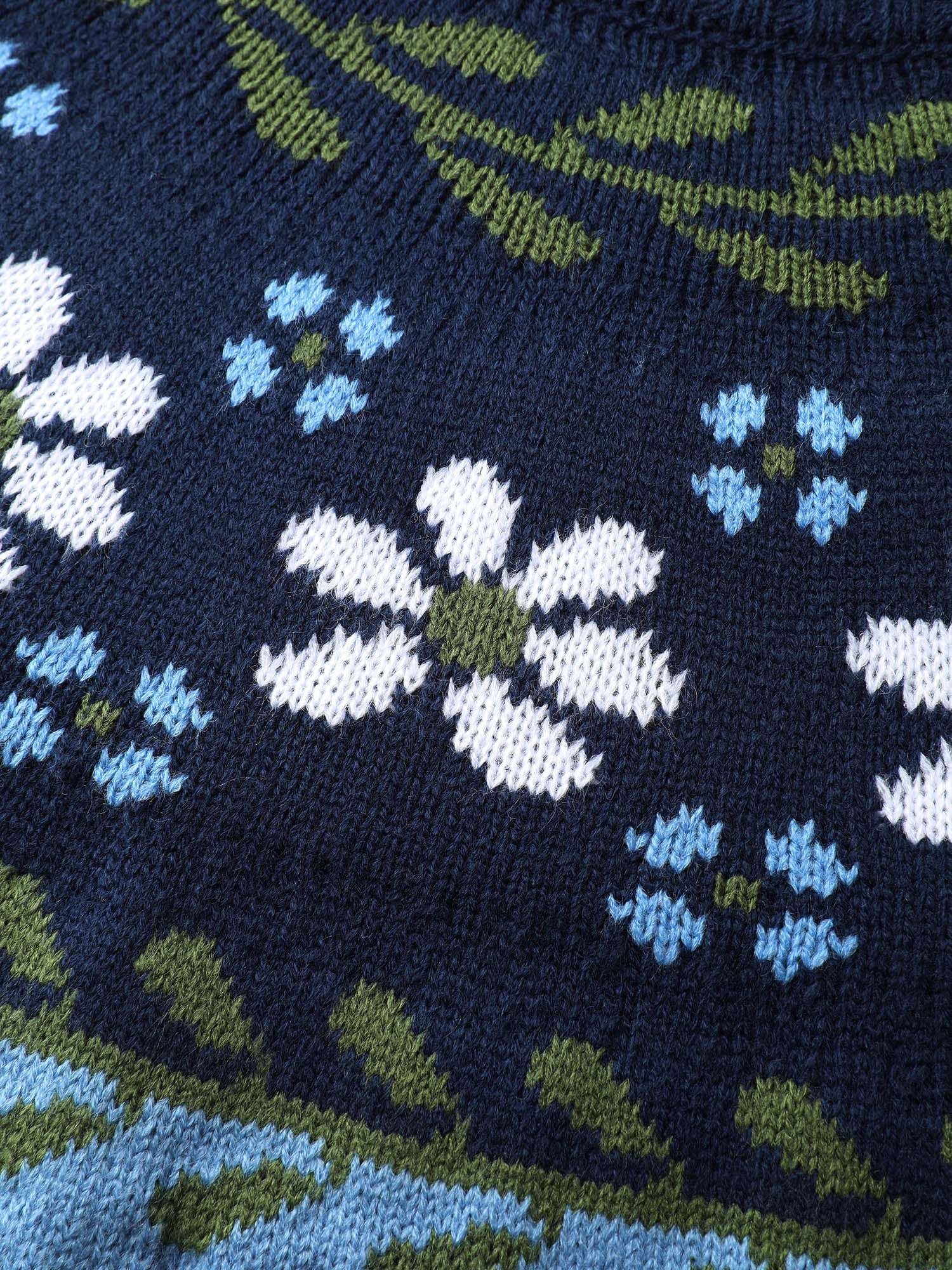 Cable Knit Jacquard Floral Contrast Pullover - Image 5