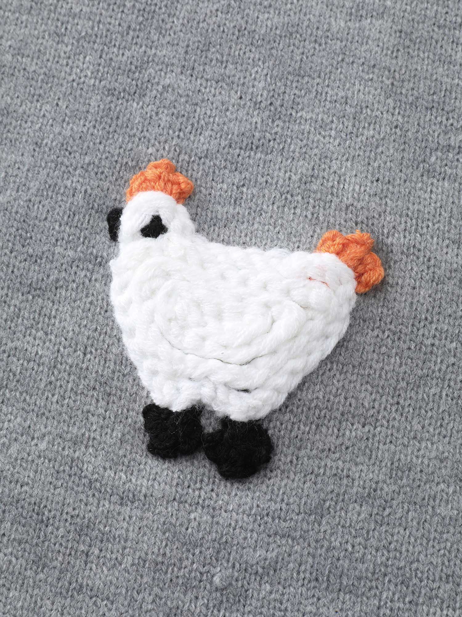 Chicken Embroidered Crew Neck Pullover - Image 5
