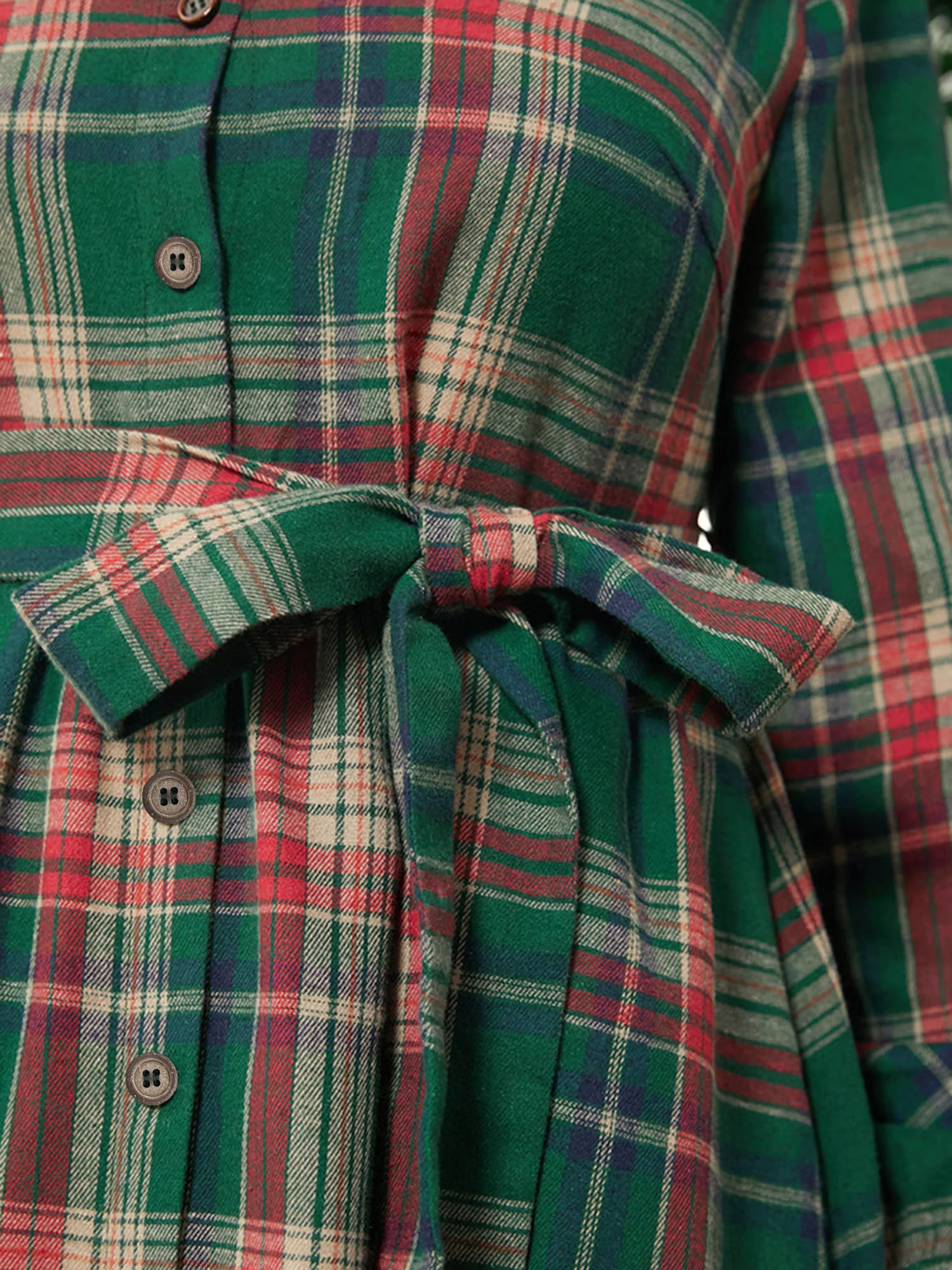 Plaid Button Detail Pocket Belted Arc Hem Dress - Image 13