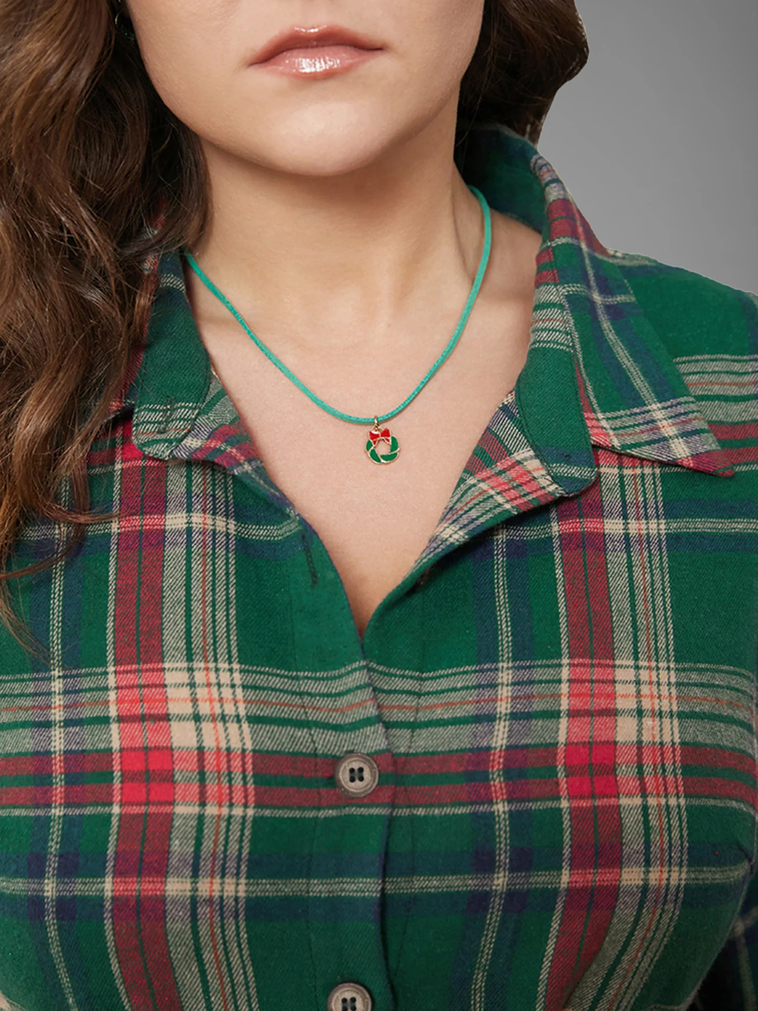 Plaid Button Detail Pocket Belted Arc Hem Dress - Image 17