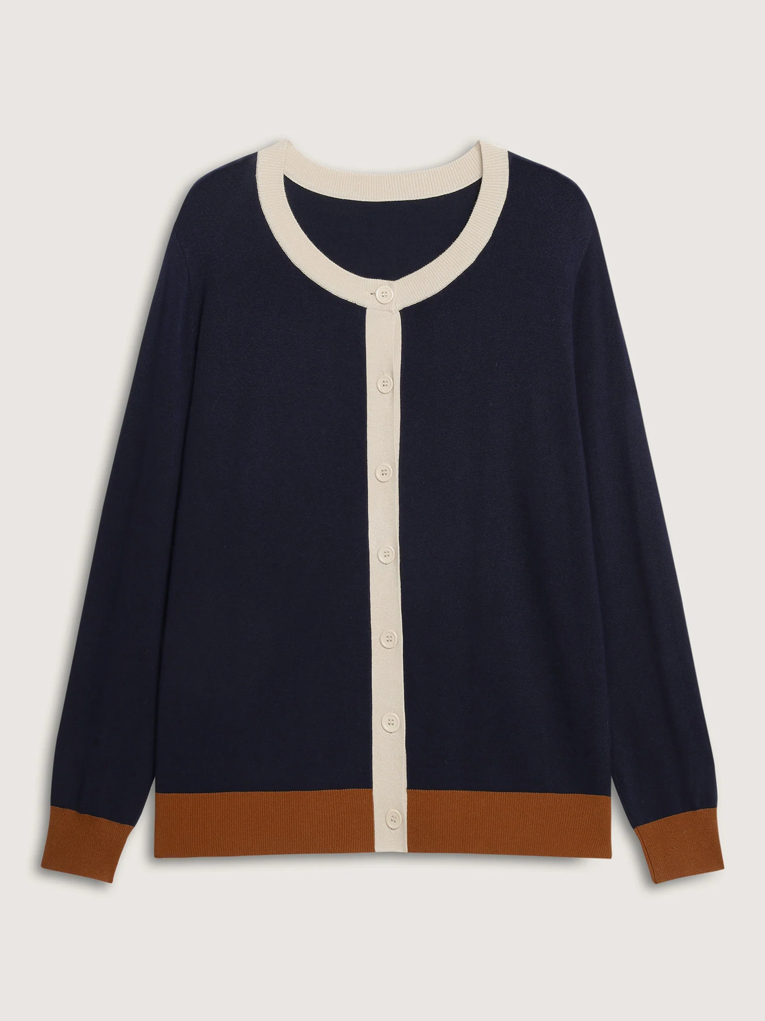 Supersoft Color Contrast Button-Down Knit Cardigan - Image 6