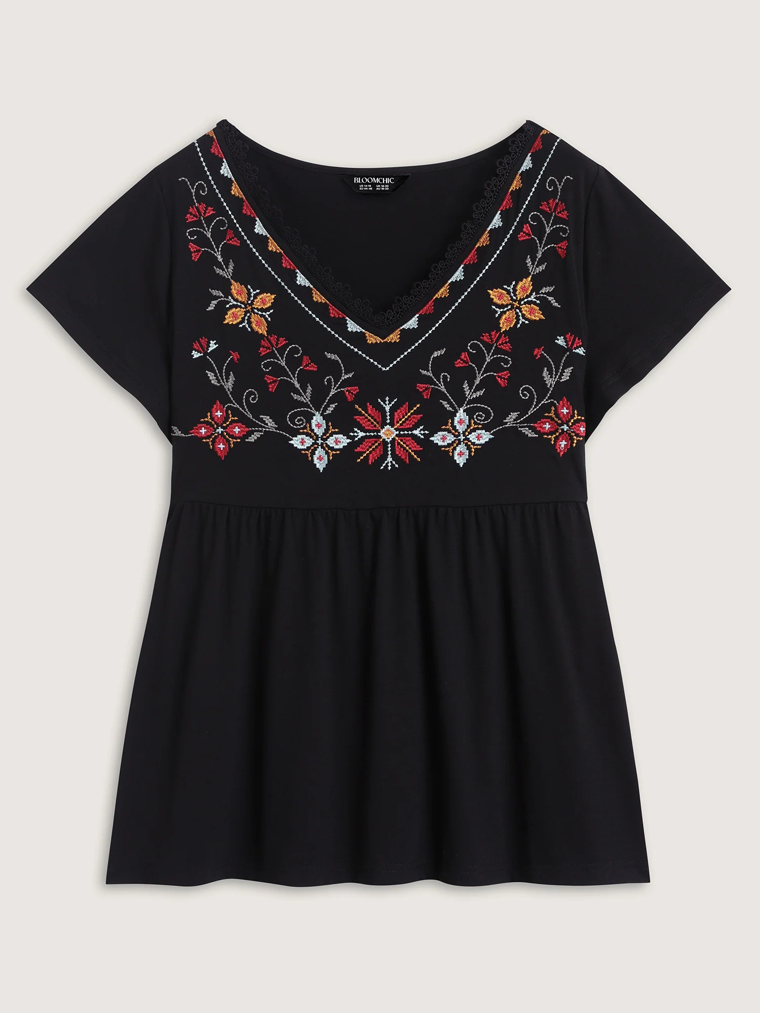 Color Floral Embroidery Lace Knit Top - Image 7