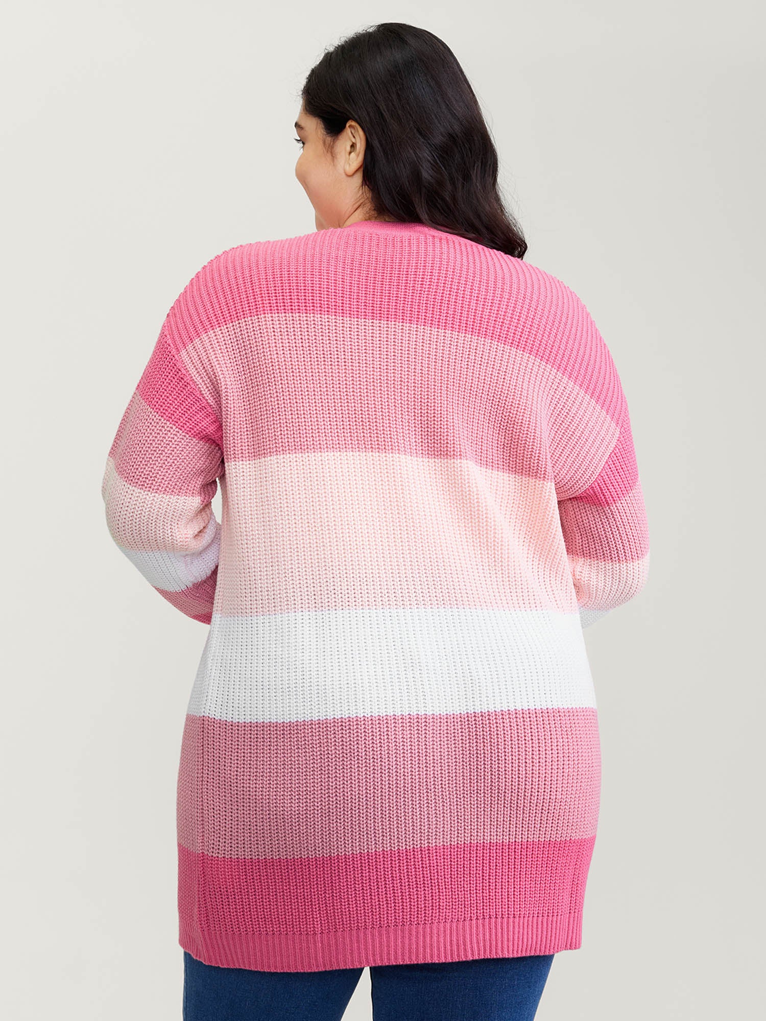 Colorblock Contrast Texture Button Cardigan - Image 10