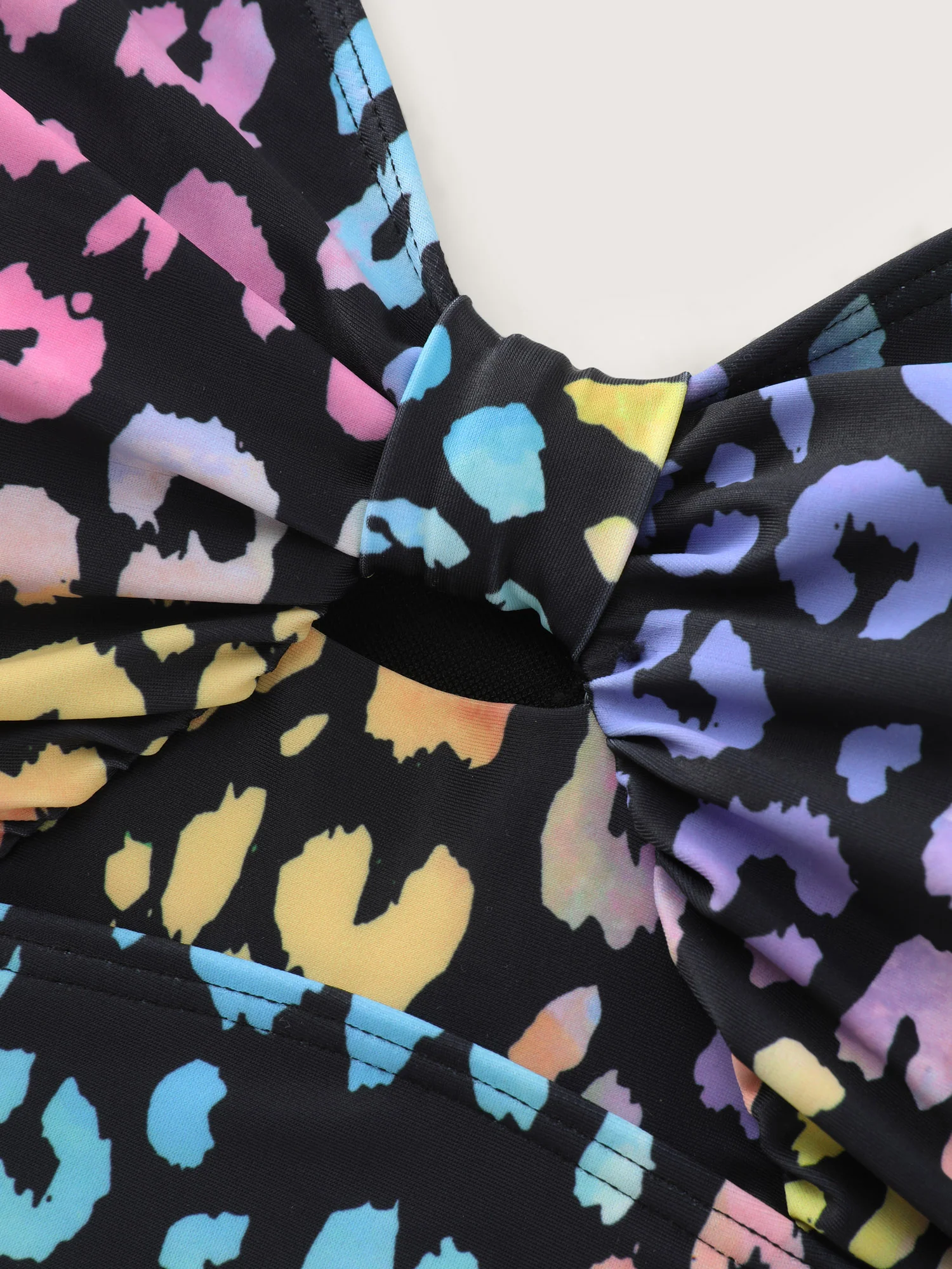 Colorful Leopard Print Cut-Out Swim Top - Image 5