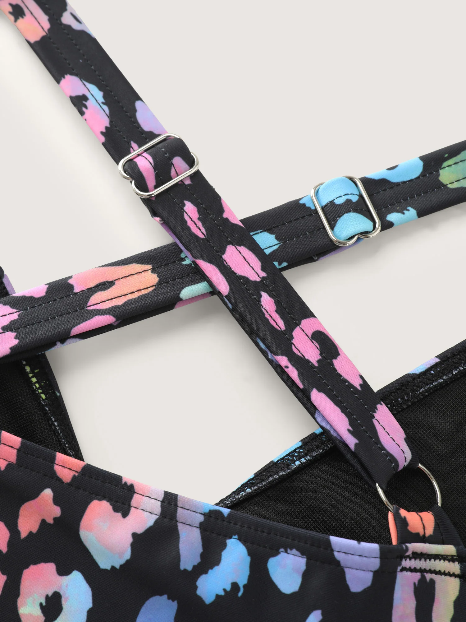 Colorful Leopard Print Cut-Out Swim Top - Image 6