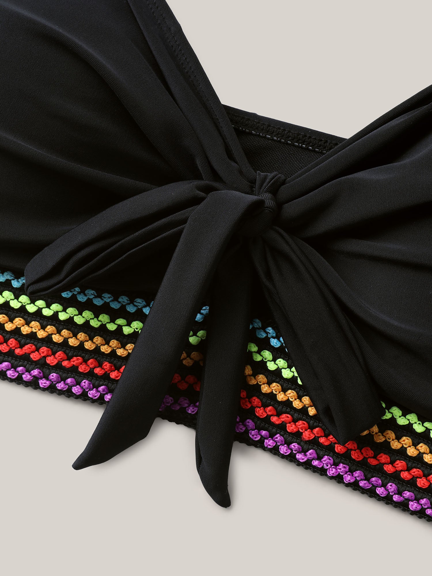 Colorful Webbed Knotted Front Swim Top - Image 5