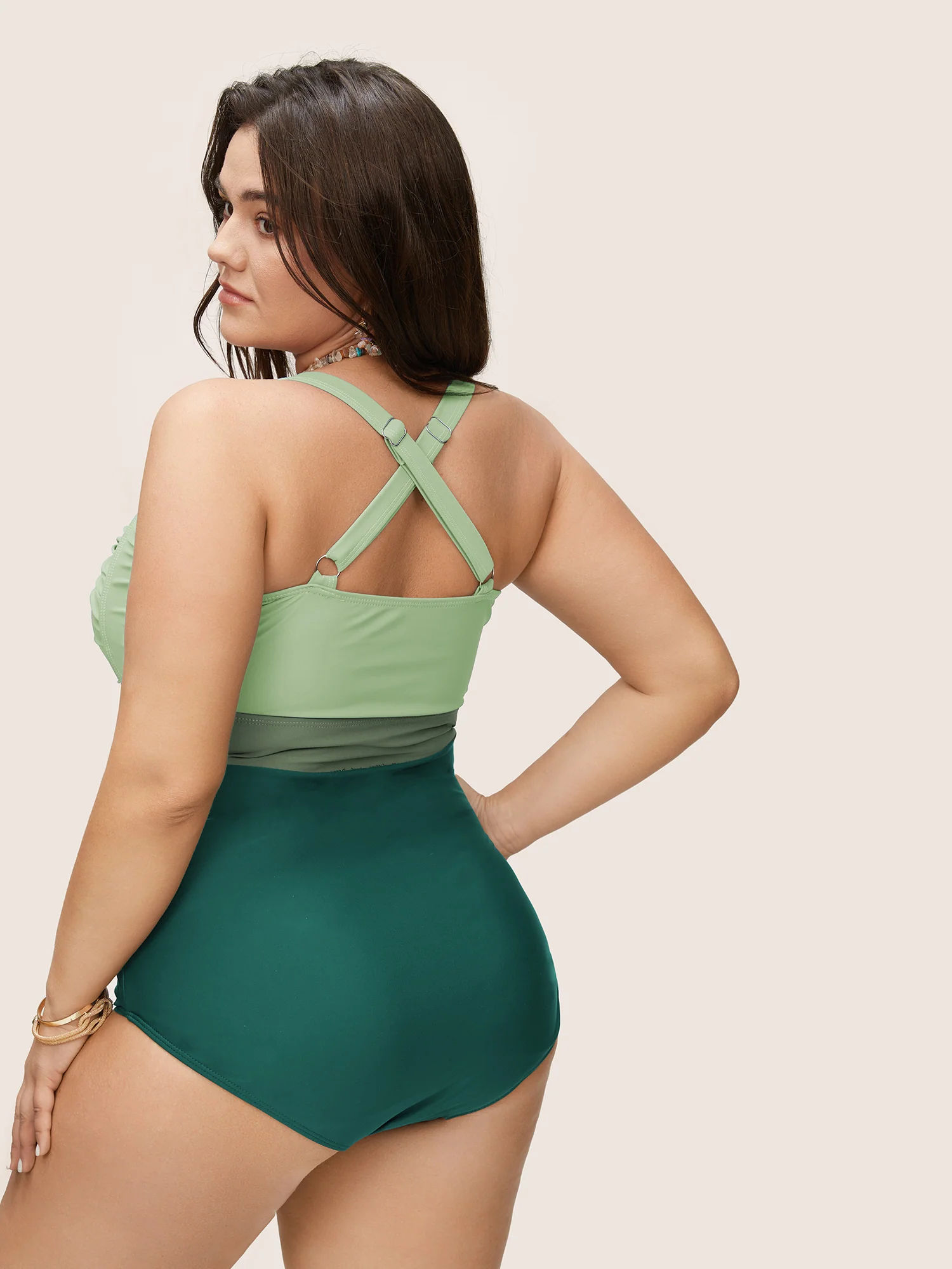 Contrast Twist Front Tummy-Control One Piece Swimsuit - Image 26