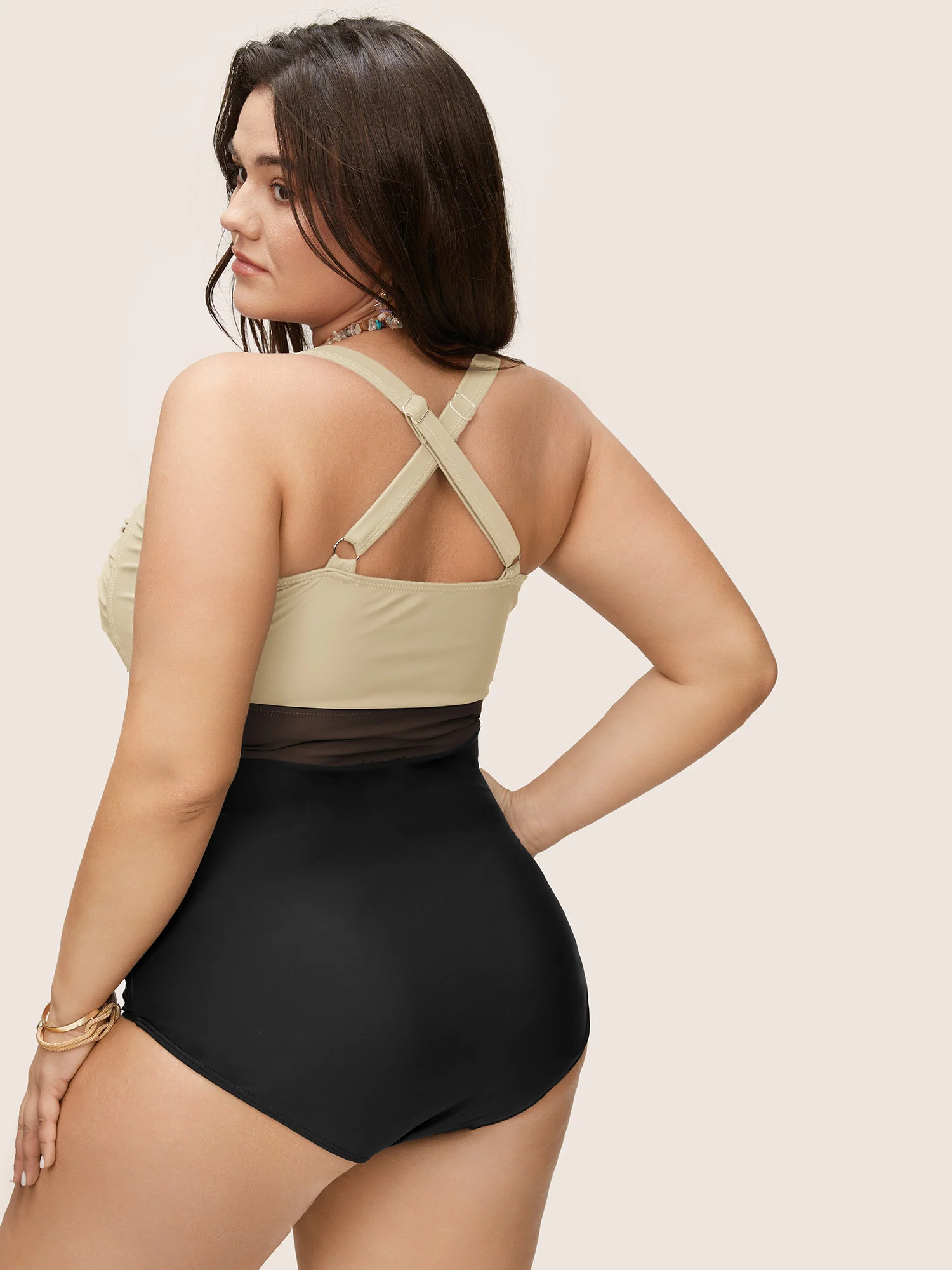 Contrast Twist Front Tummy-Control One Piece Swimsuit - Image 31