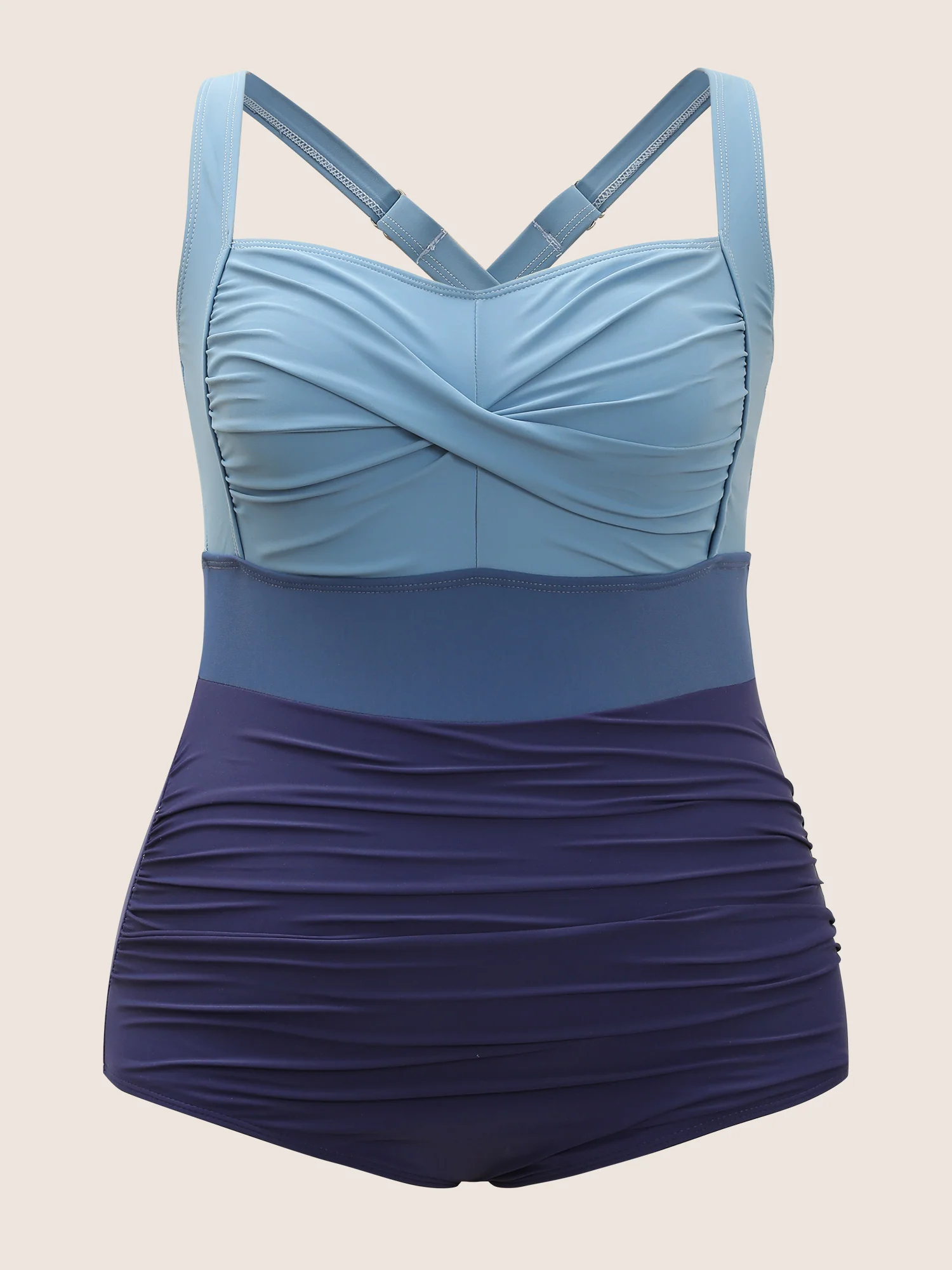 Contrast Twist Front Tummy-Control One Piece Swimsuit - Image 43