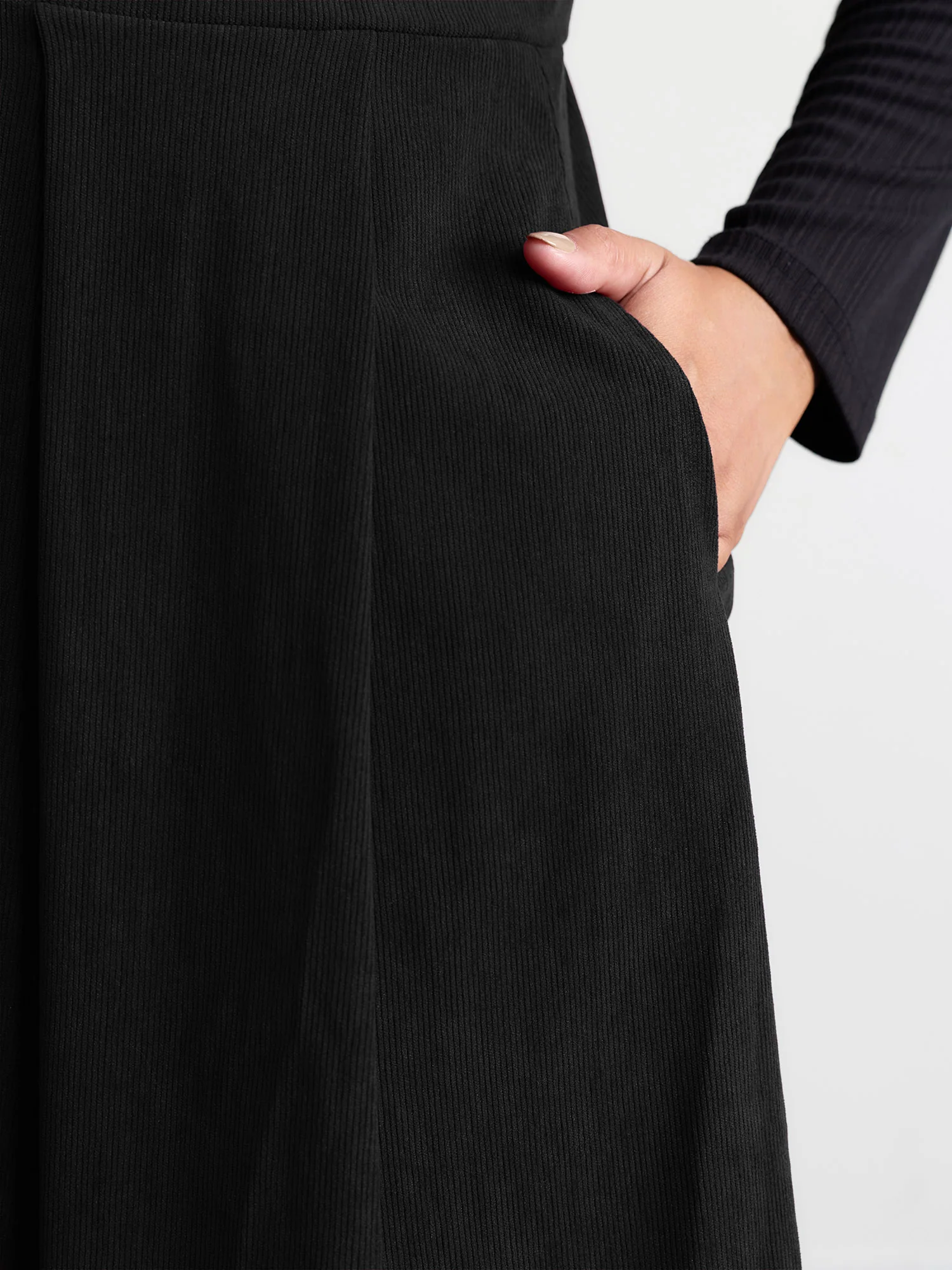 Corduroy Stretchy Waist V-Neck Mini Dress - Image 14