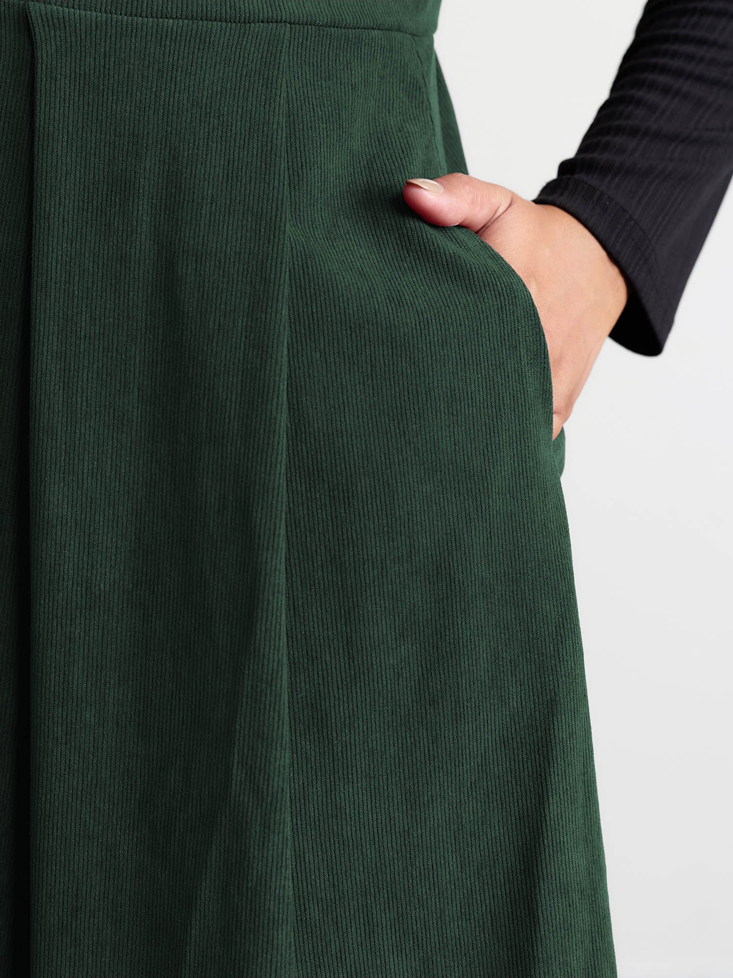 Corduroy Stretchy Waist V-Neck Mini Dress - Image 19