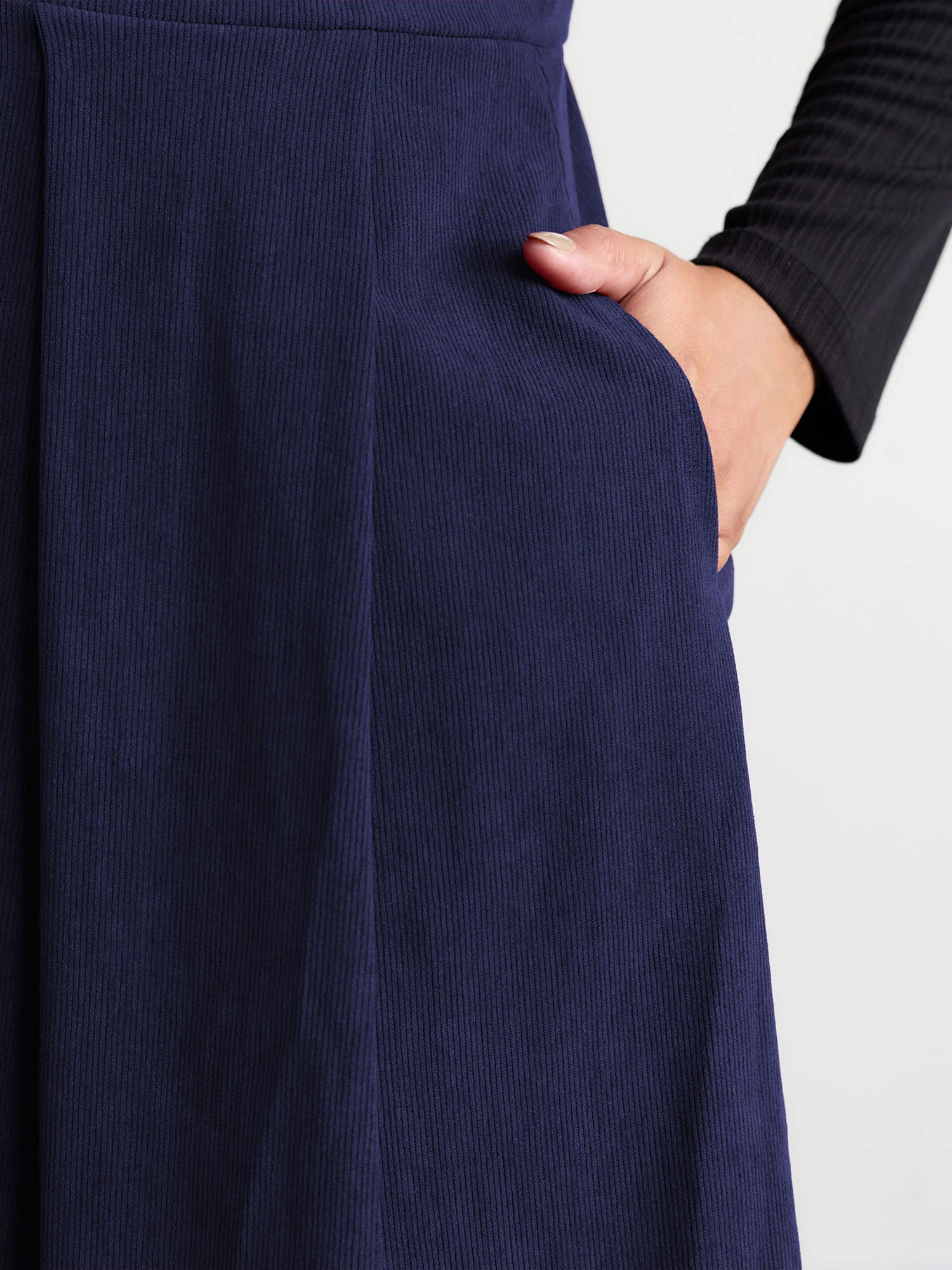 Corduroy Stretchy Waist V-Neck Mini Dress - Image 24