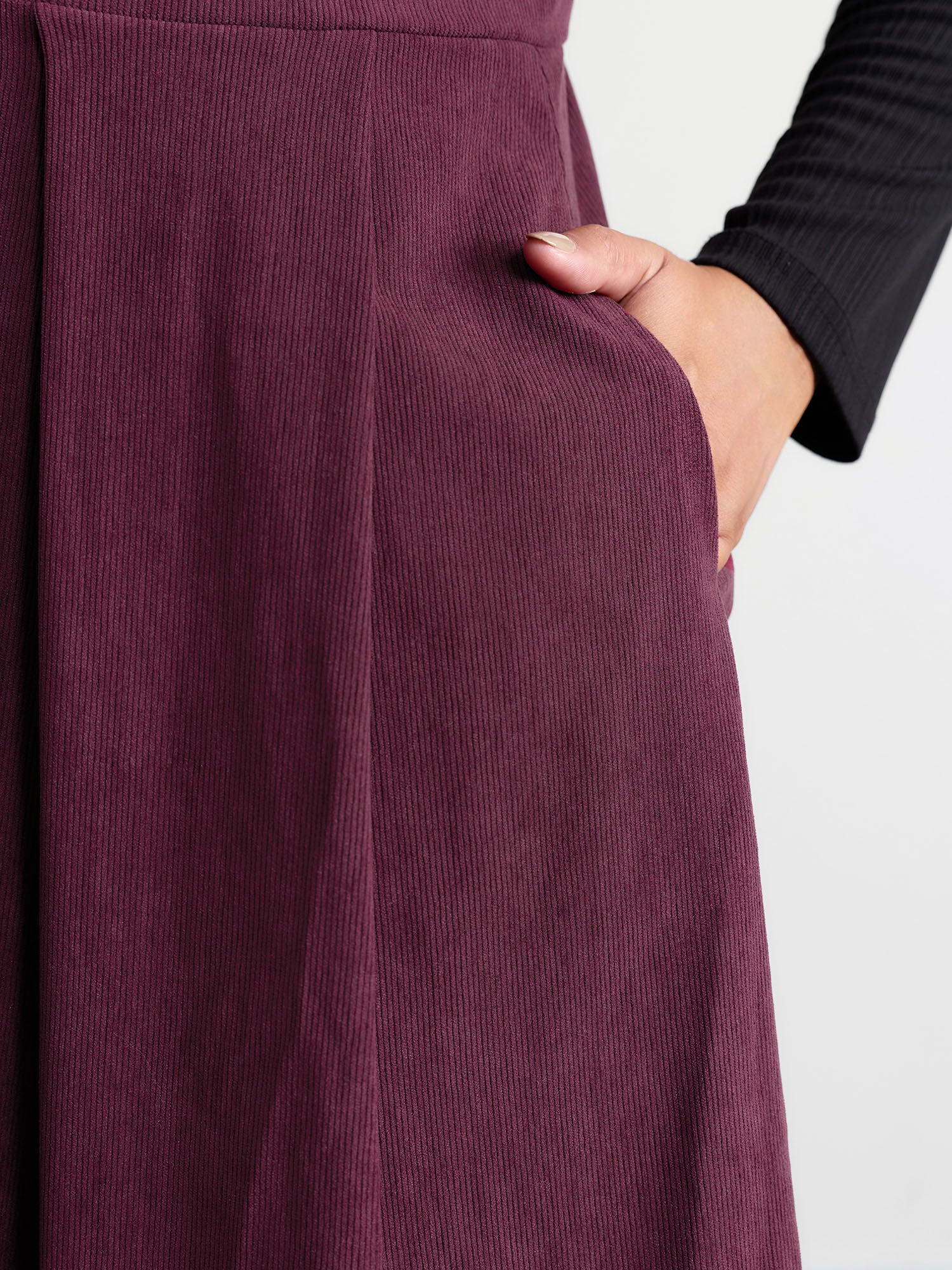 Corduroy Stretchy Waist V-Neck Mini Dress - Image 29