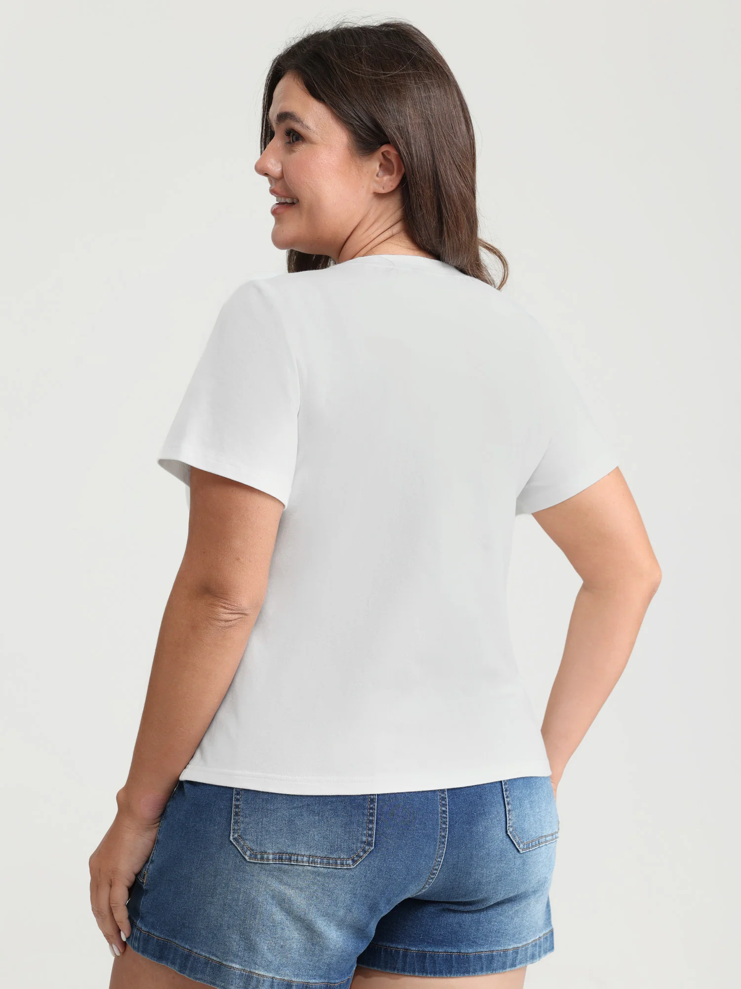 Cotton Bright Floral Print Crew Neckline T-Shirt - Image 4