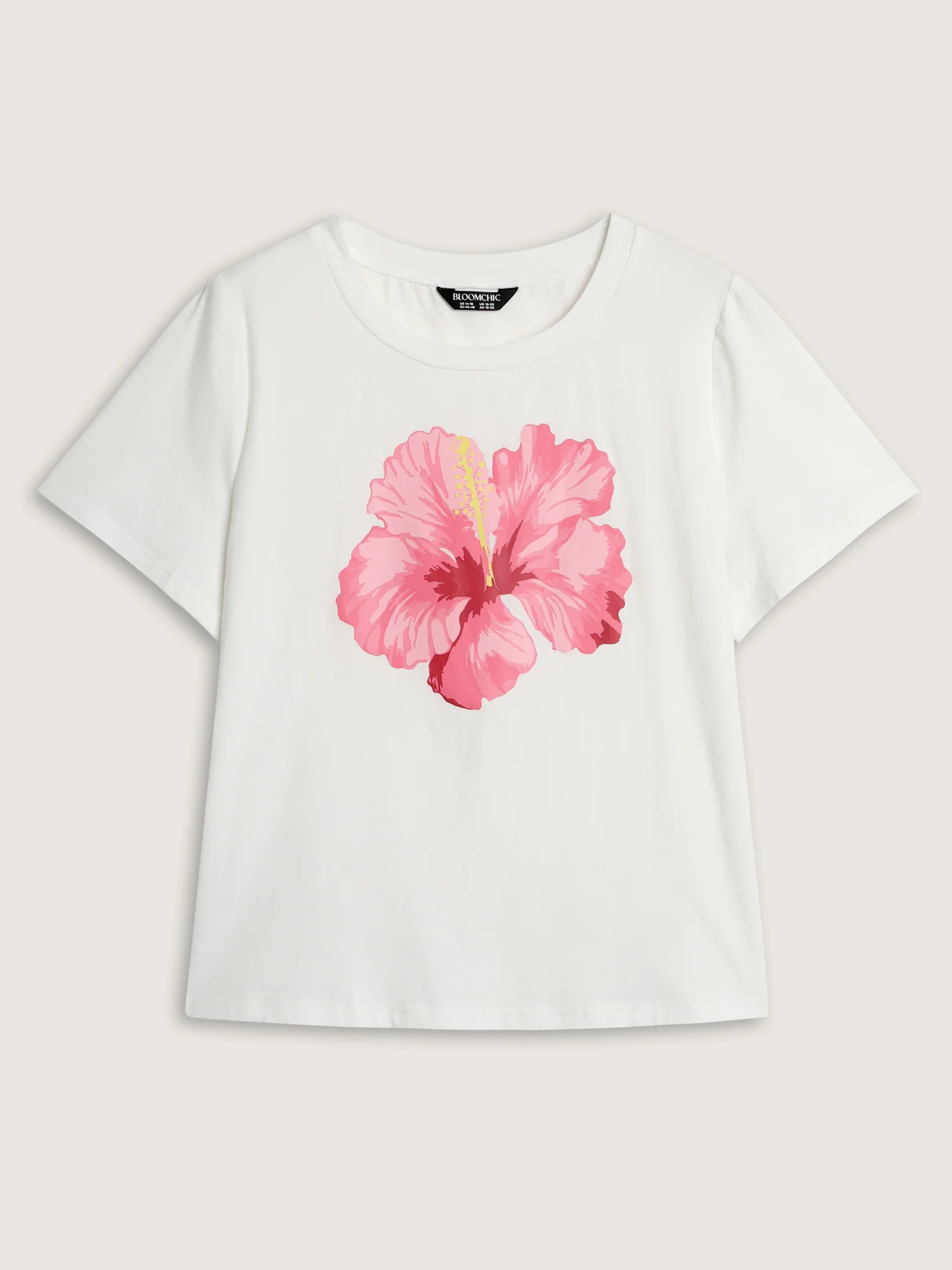Cotton Bright Floral Print Crew Neckline T-Shirt - Image 6