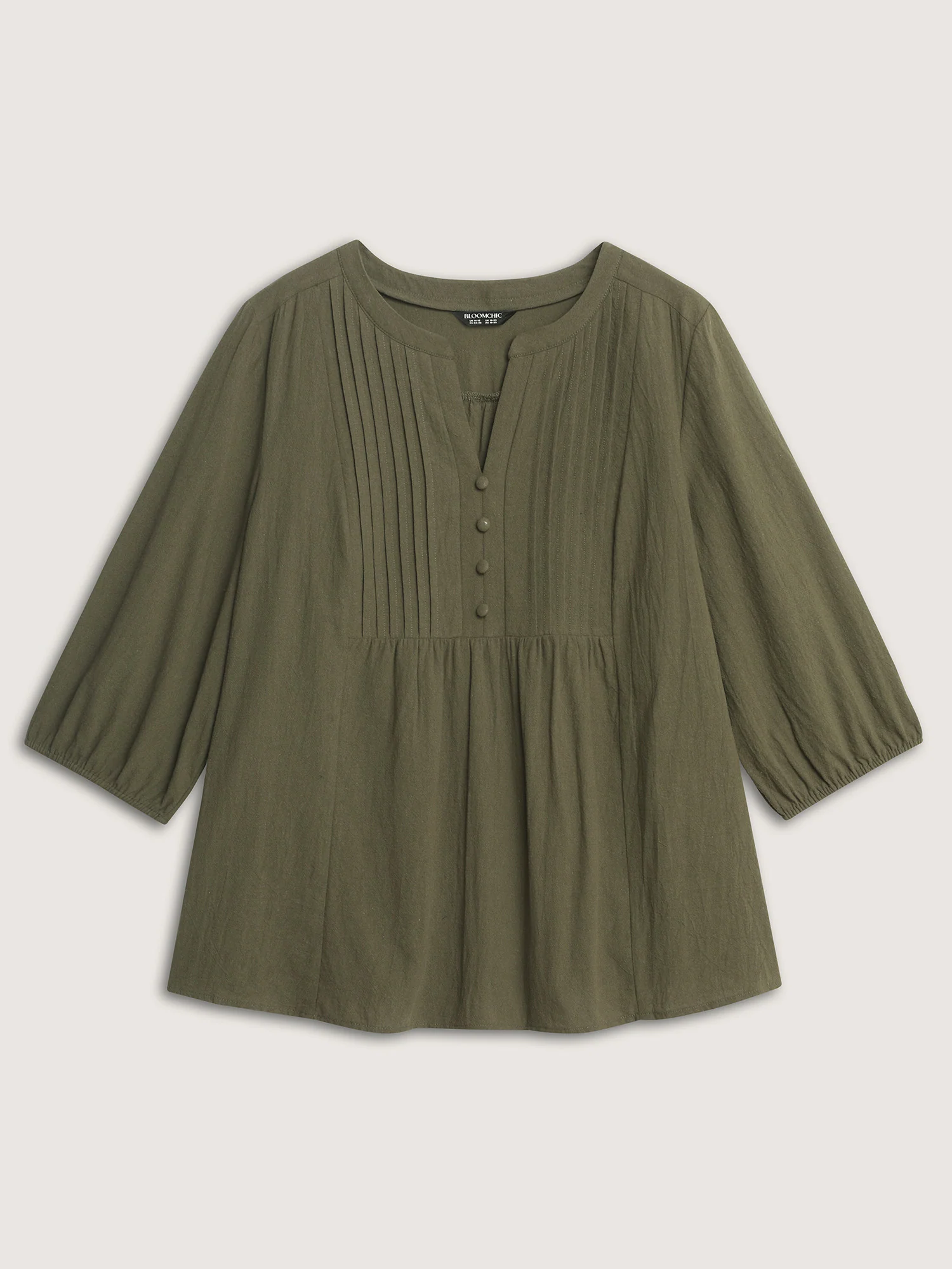 Cotton Toothpick Pleat Notched Collar Blouse - Image 7