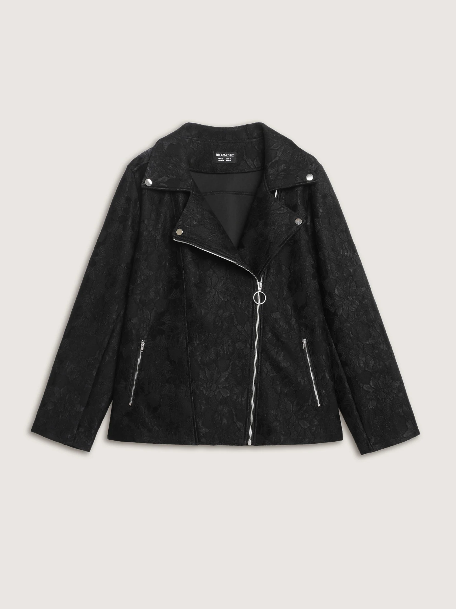 Crochet Lace Mesh Pocket Zipper Coat - Image 8