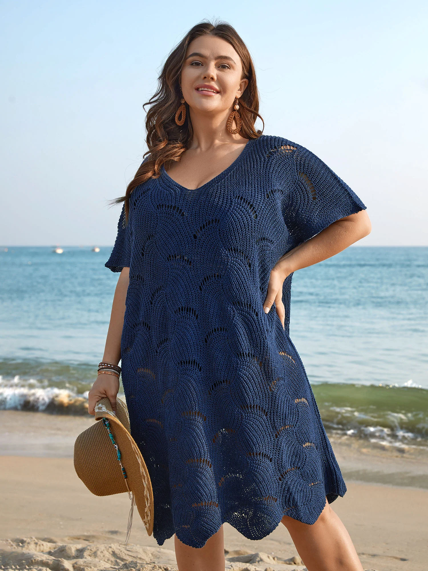 Cut-Out Solid V-Neck Swim Cover Up - Image 6