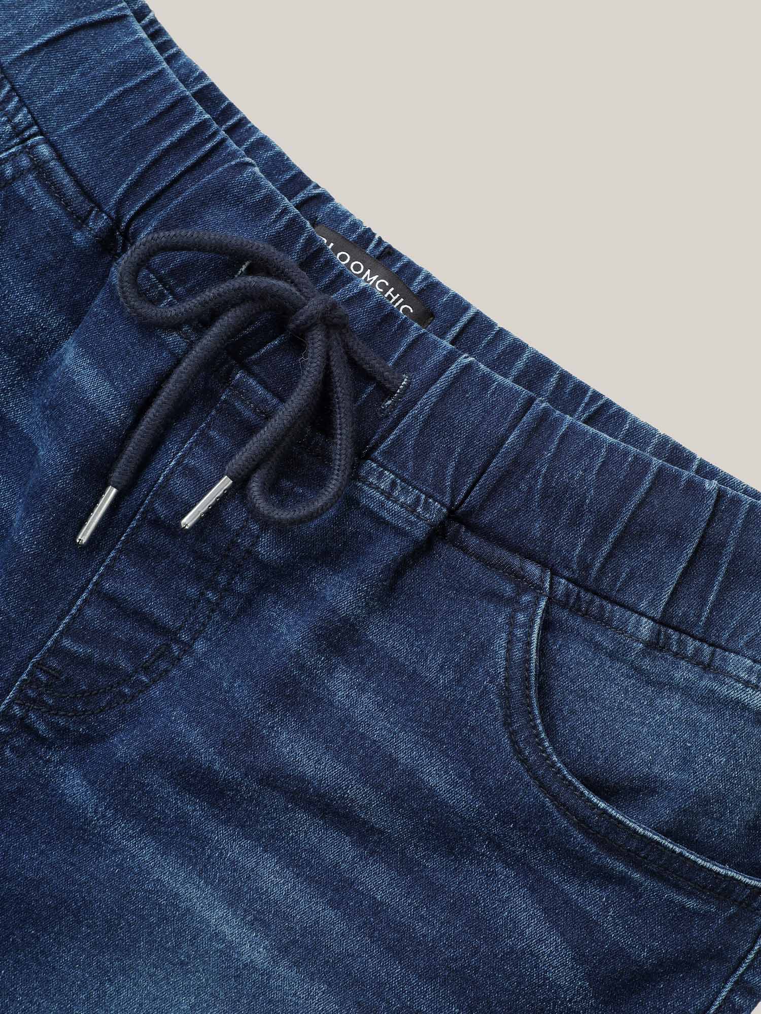 Pull-On Drawstring Elastic Waist Denim Shorts - Image 10