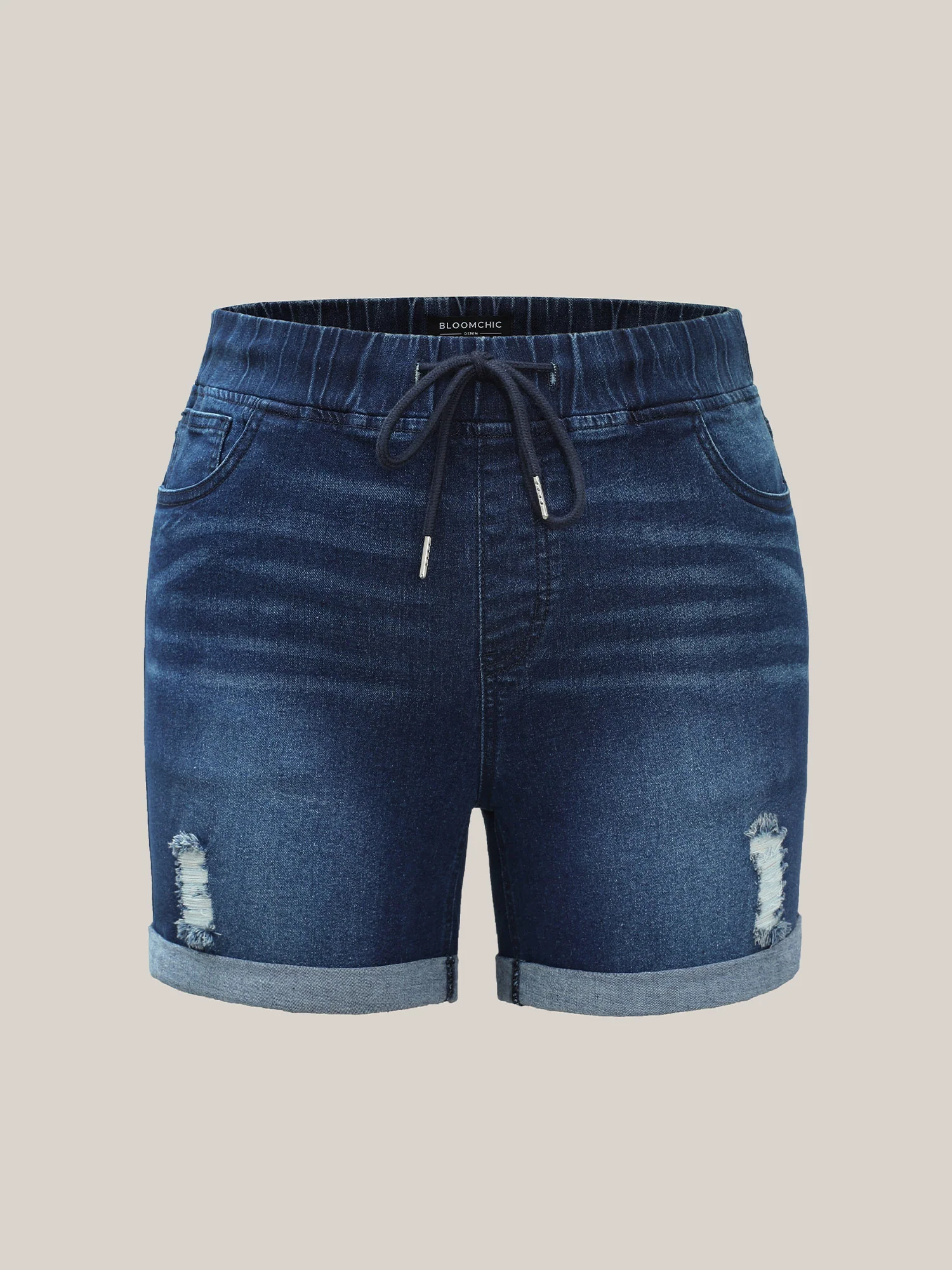 Pull-On Drawstring Elastic Waist Denim Shorts - Image 11