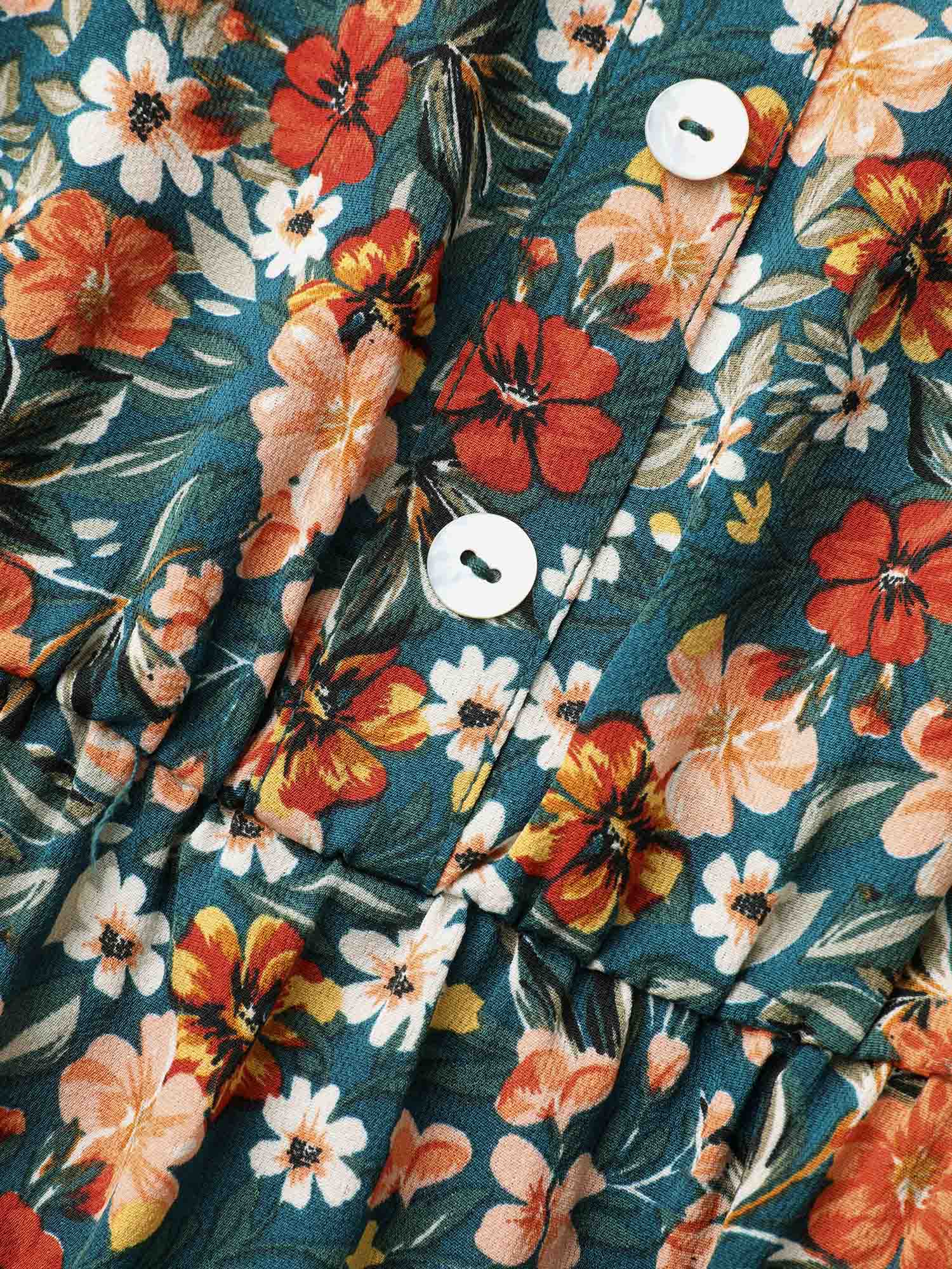 Ditsy Floral Adjustable Straps Elastic Waist Dress - Image 6