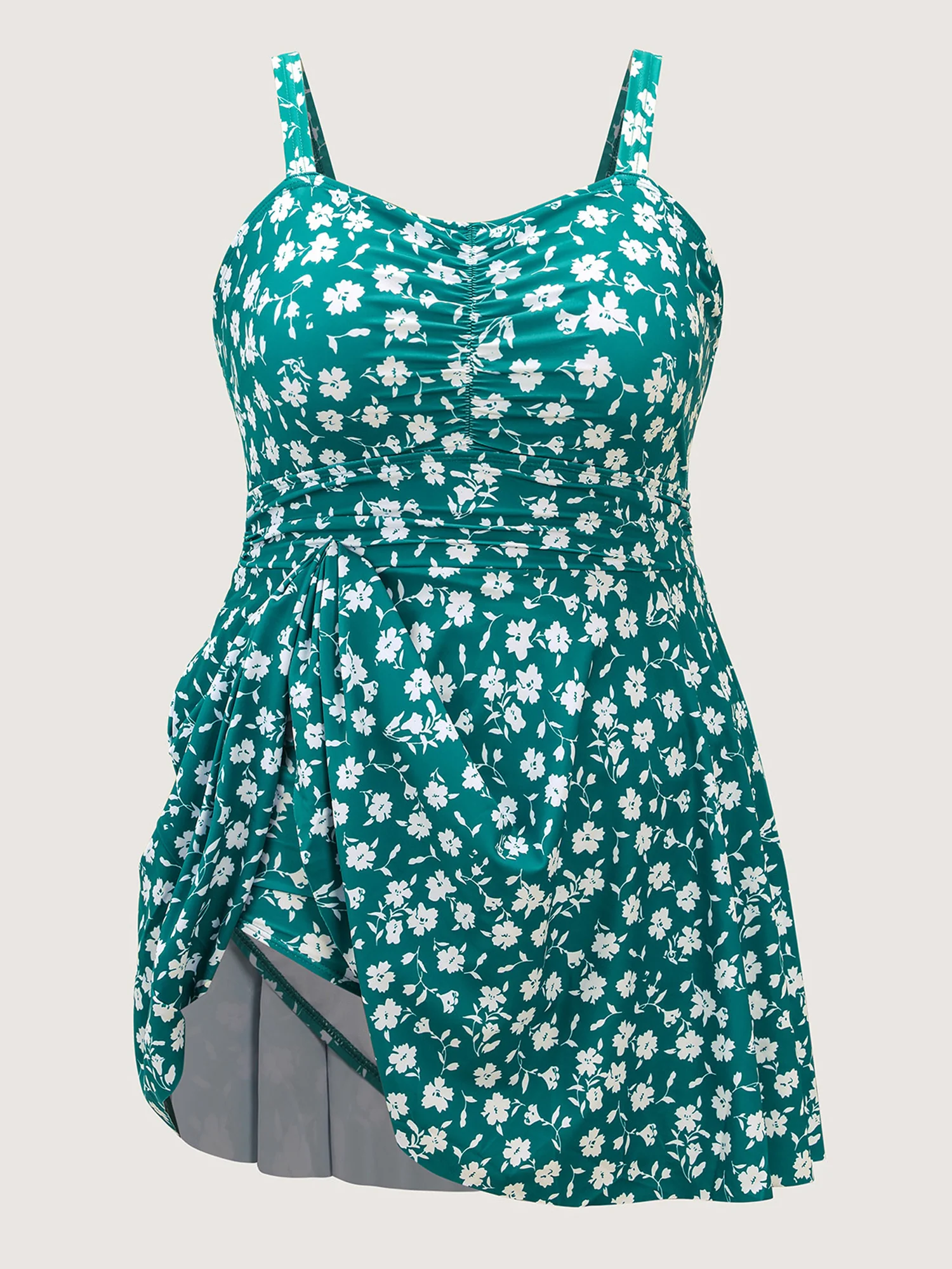 Ditsy Floral Ruched Empire Waist Swim Dress - Image 7