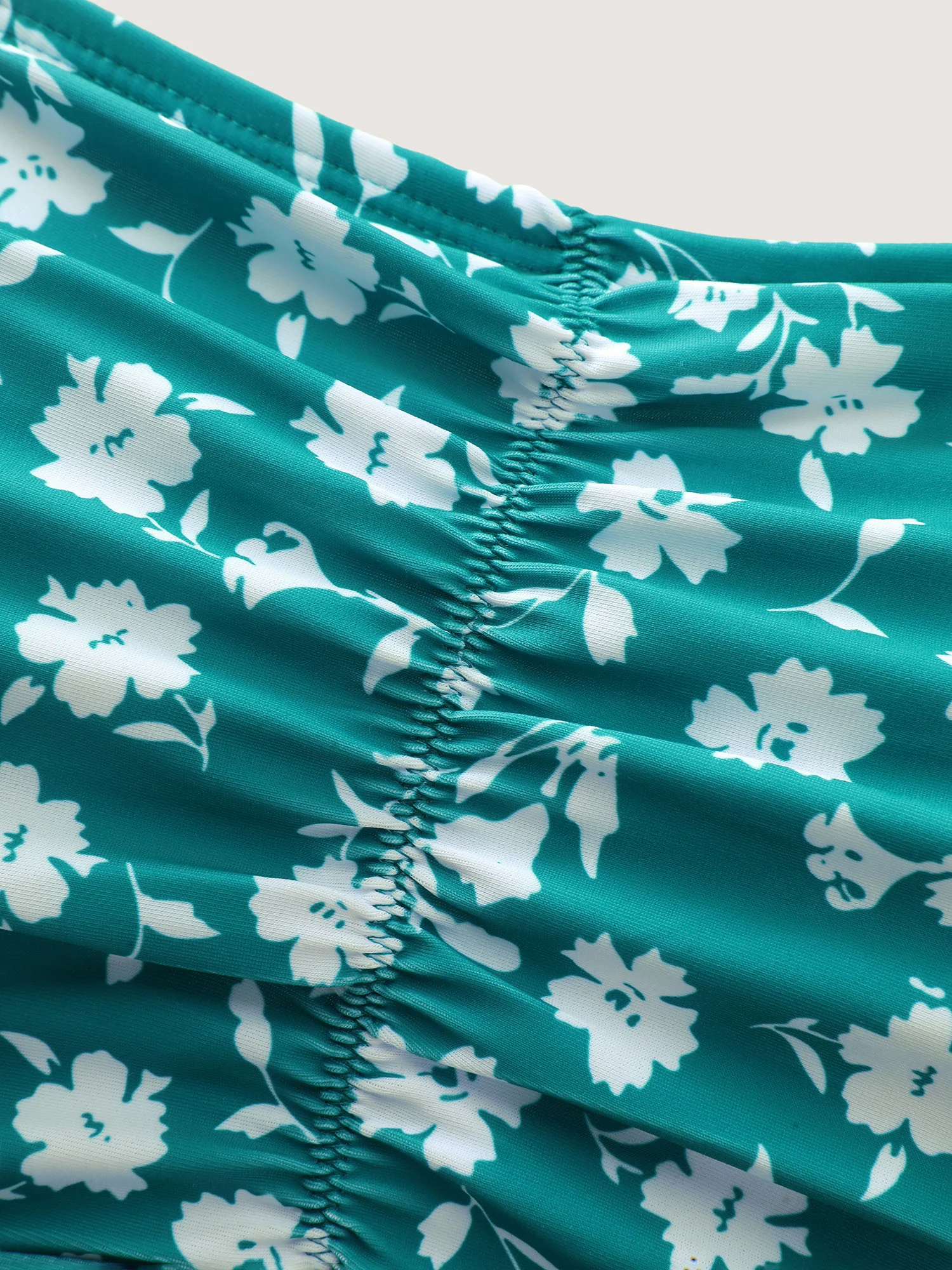 Ditsy Floral Ruched Empire Waist Swim Dress - Image 8