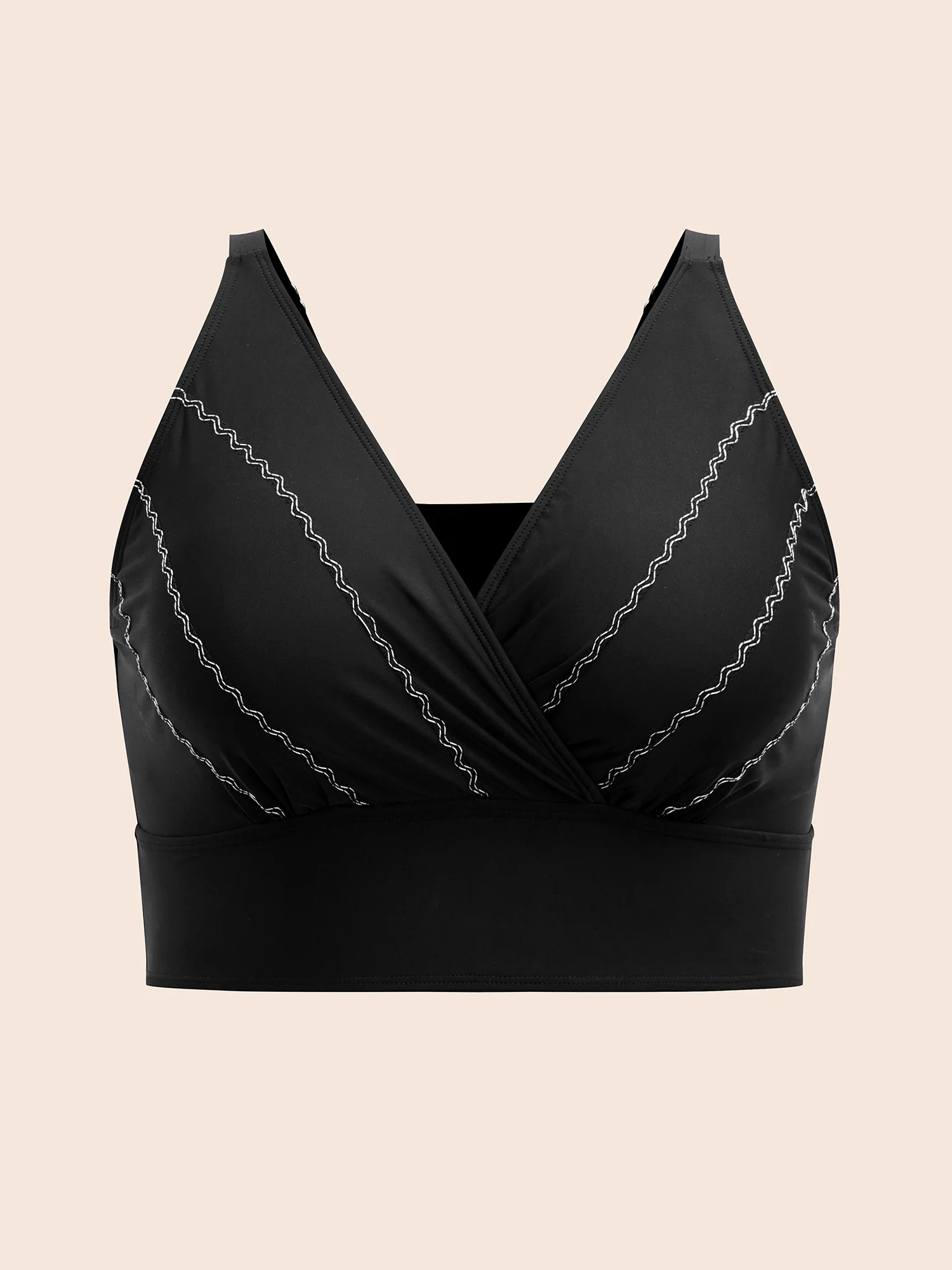 Embroidered Surplice Neck Adjustable Swim Top - Image 7