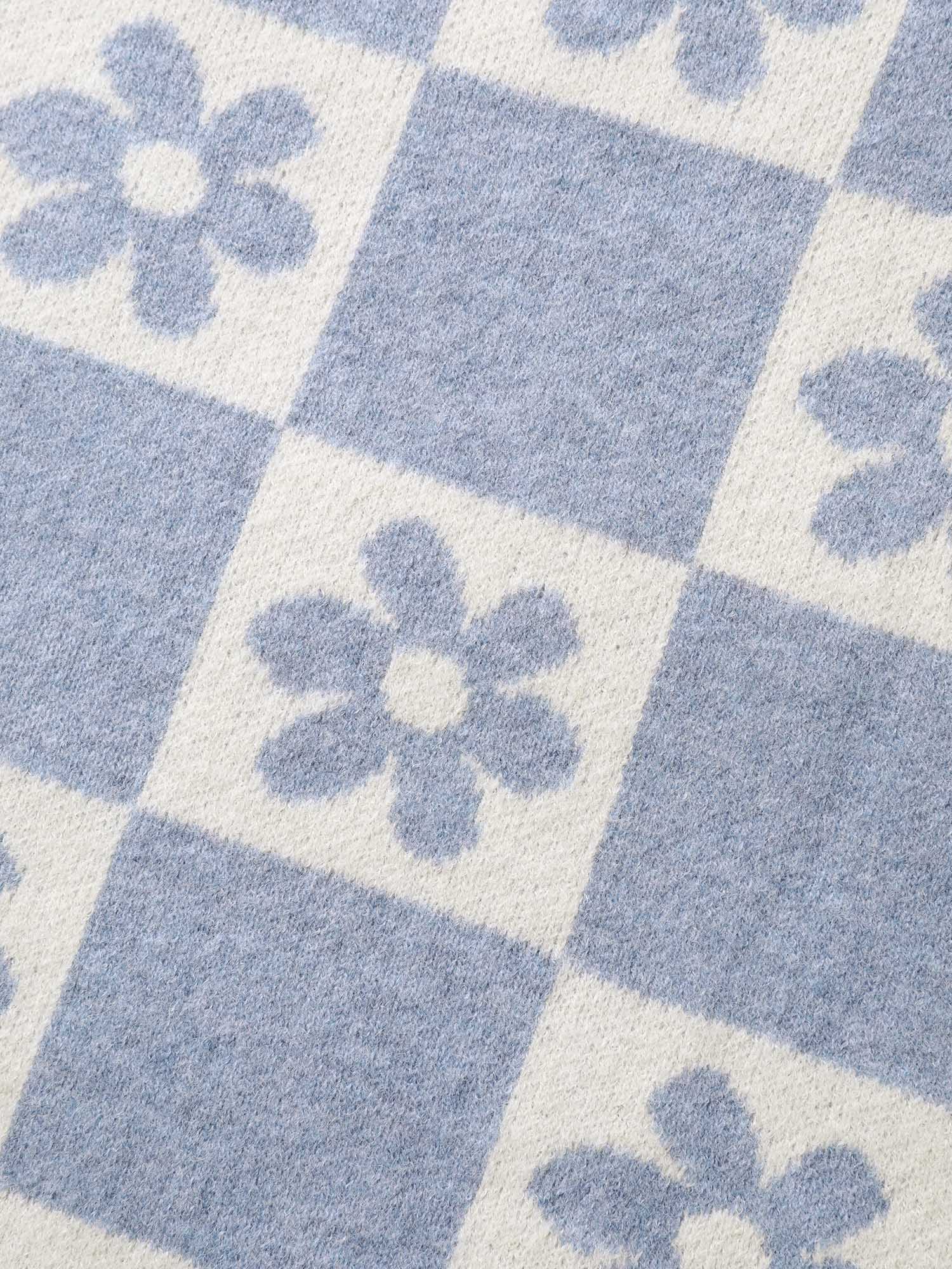Floral Checkered Color Contrast Pullover - Image 6