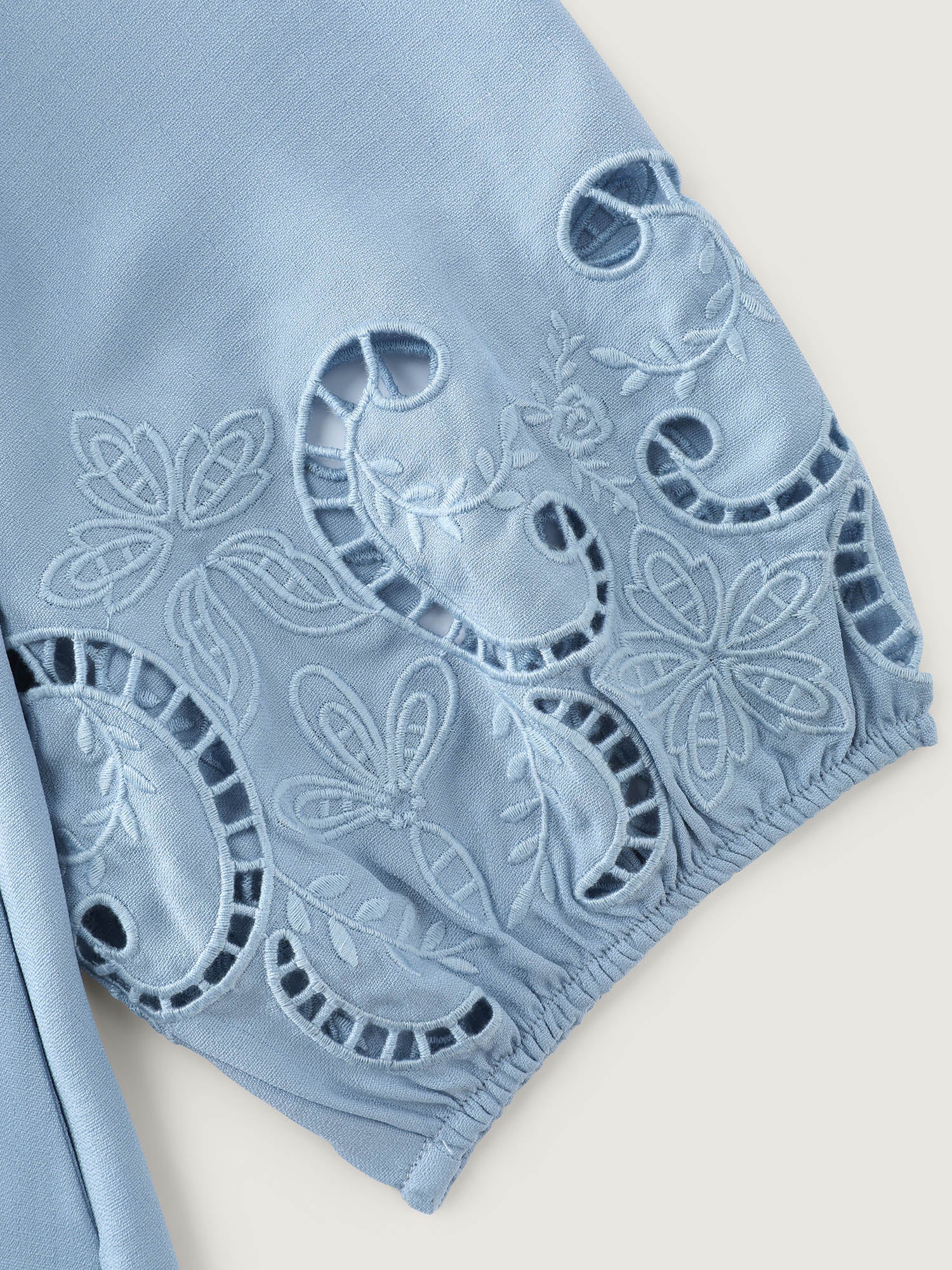 Floral Cut-Out Embroidery Stretchy Waist Midi Dress - Image 7