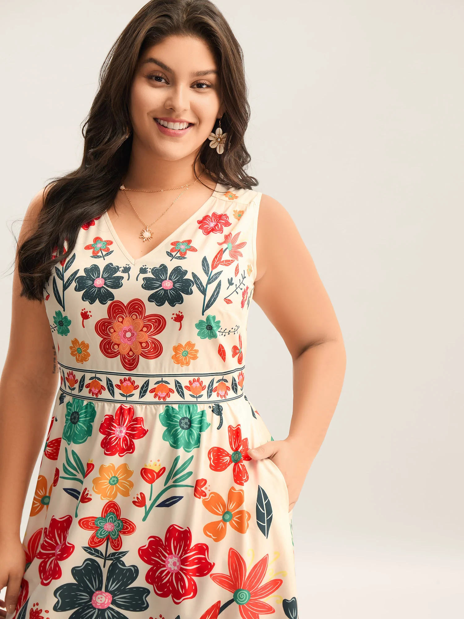 Floral Drama Cinched-Waist Maxi Dress - Image 2