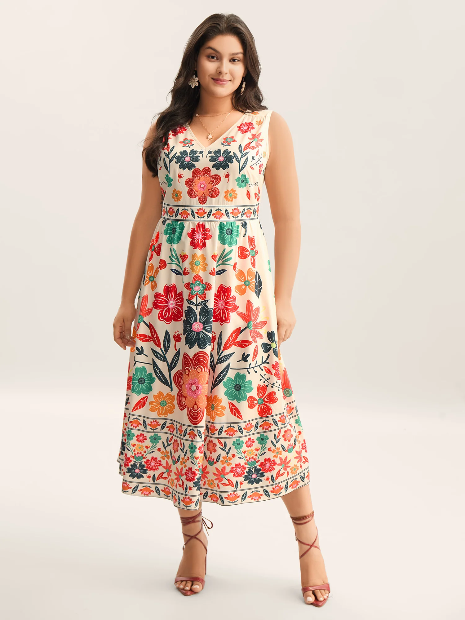 Floral Drama Cinched-Waist Maxi Dress - Image 3