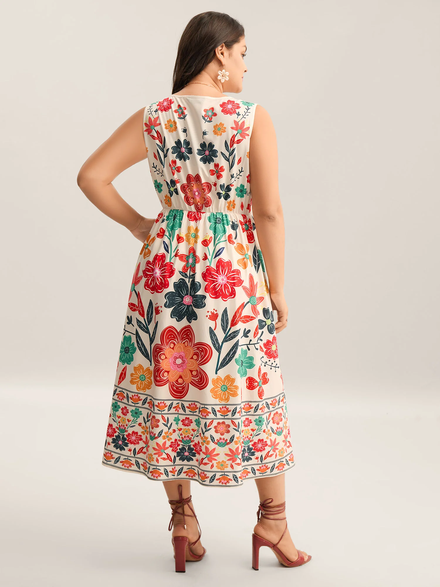 Floral Drama Cinched-Waist Maxi Dress - Image 4