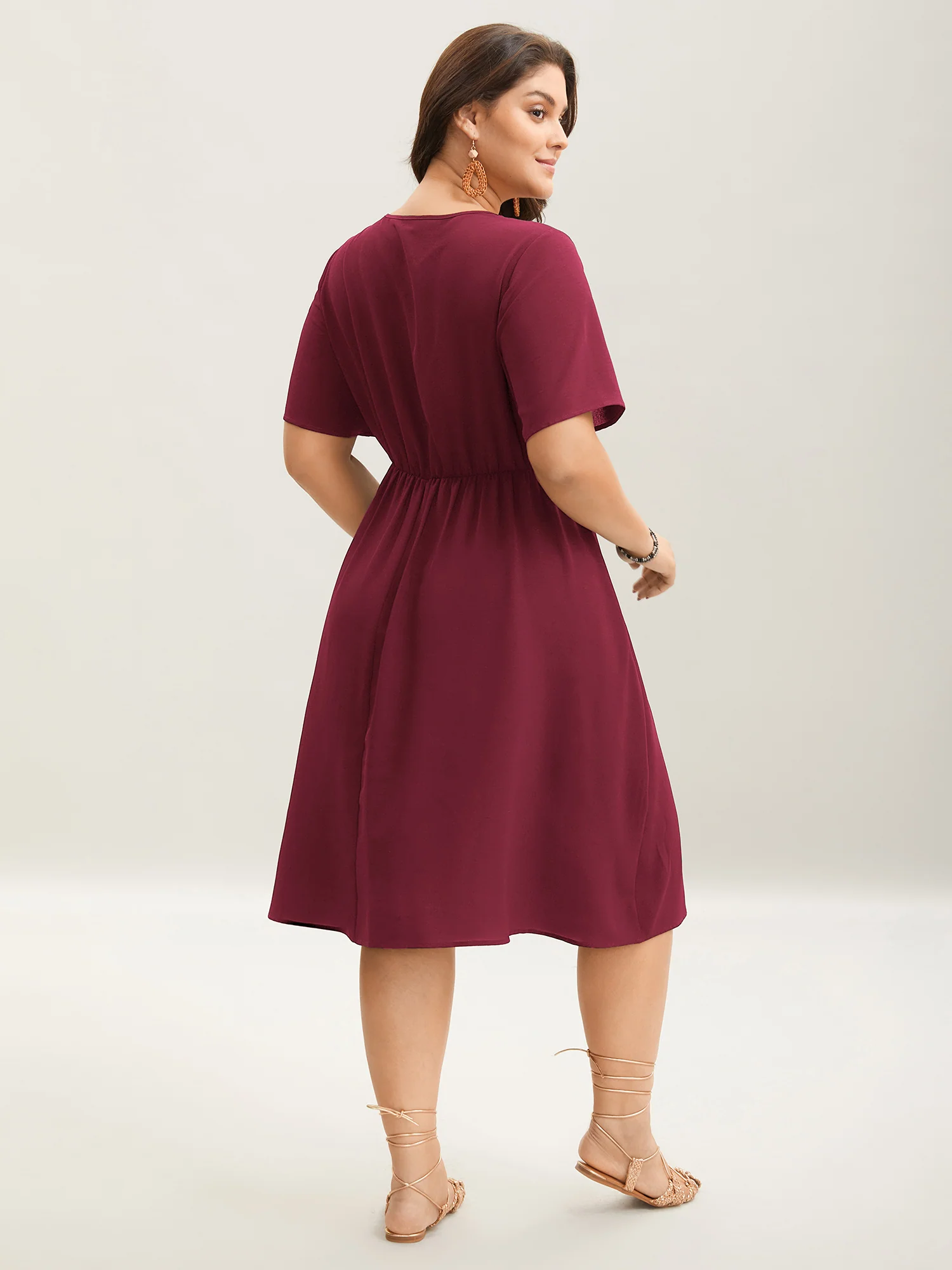 Floral Embroidered Waist-Cinched Midi Dress - Image 11