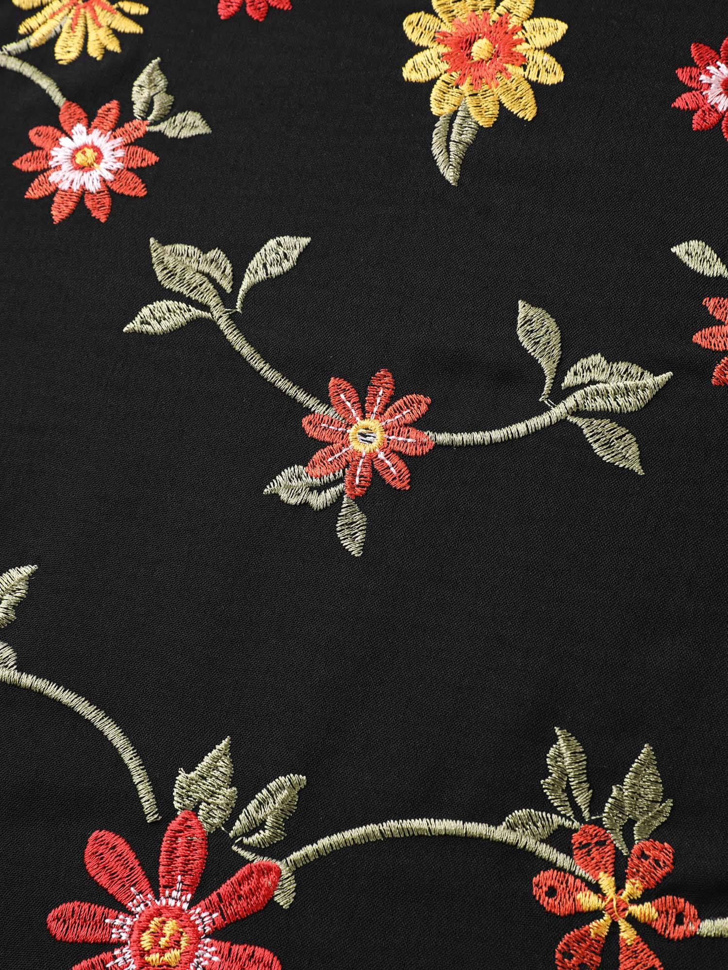 Floral Embroidered Waist-Cinched Midi Dress - Image 6