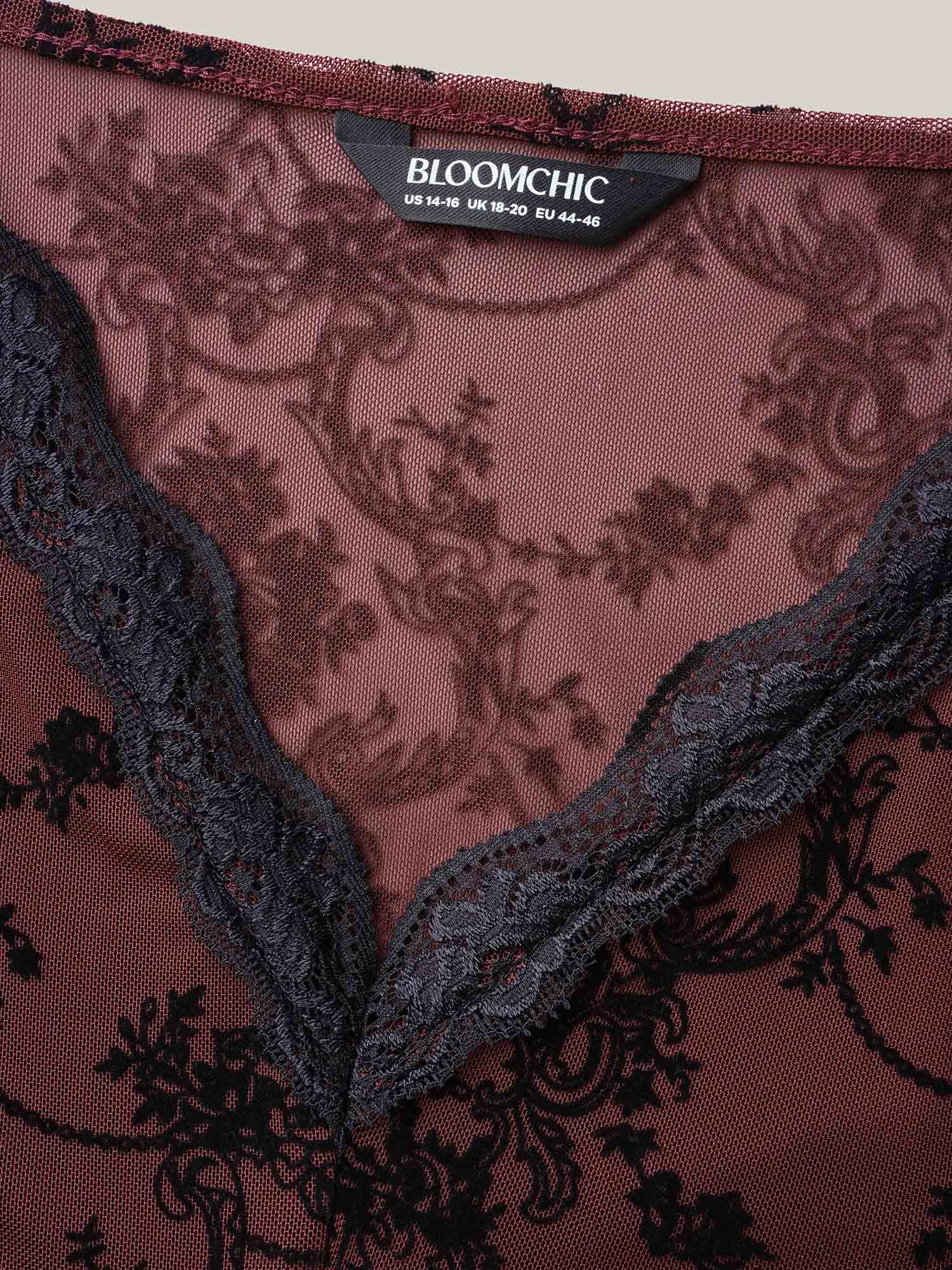 Sheer Floral Lace Patchwork Tie Sleep Dress - Image 5