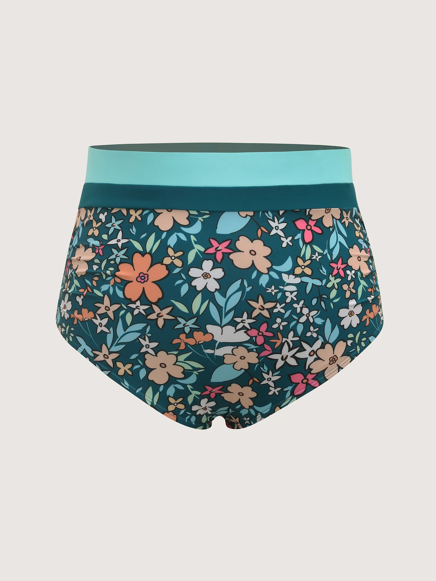 Floral Print Color Contrast Swim Bottoms - Image 6