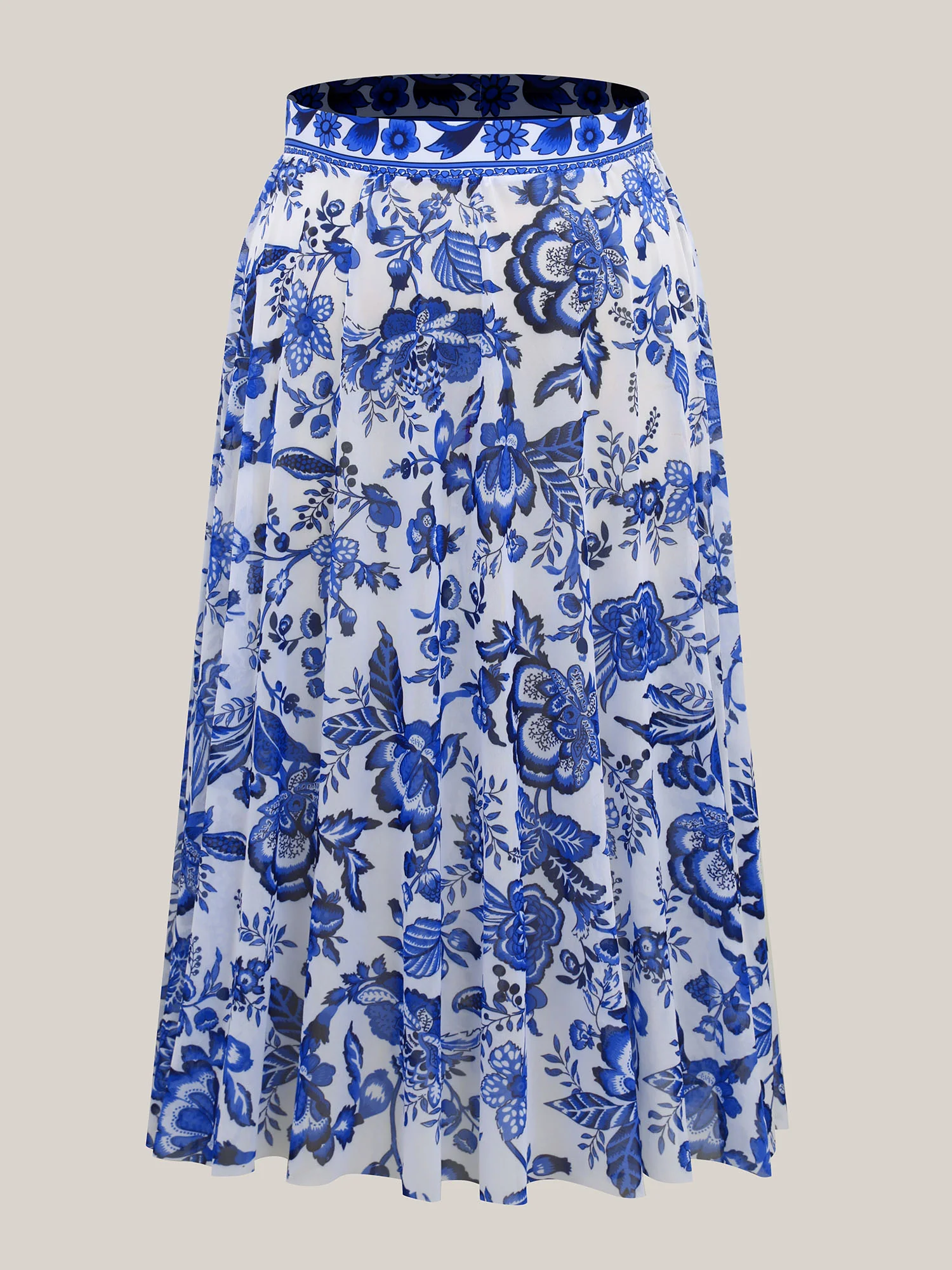 Two-Piece Floral Print Ruched Mesh Swimsuit, Sarong - Image 55