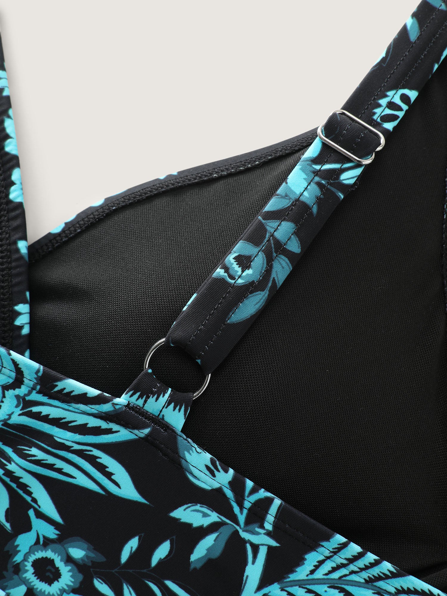 Two-Piece Floral Print Ruched Mesh Swimsuit, Sarong - Image 7